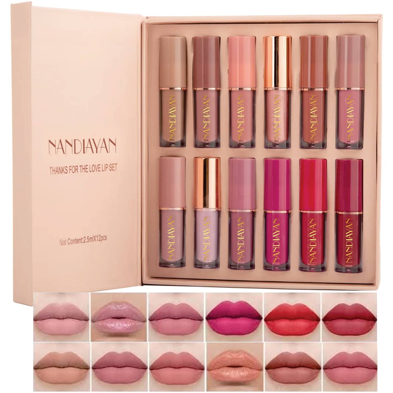 NANDIAYAN Multi Matte Long Lasting Liquid Lipstick ( Pack of 12 ) NANDIAYAN Multi Matte Long Lasting Liquid Lipstick ( Pack of 12 )