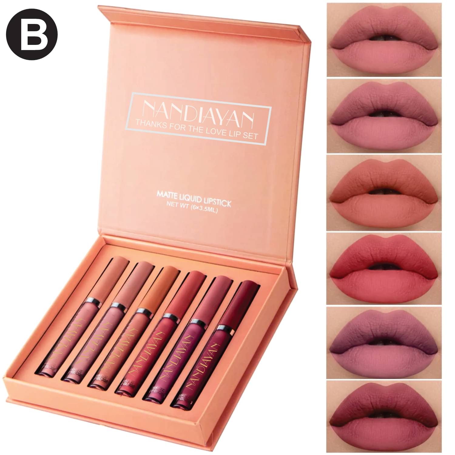 NANDIAYAN Multi,Red,Pink,Maroon Matte Long Lasting Liquid Lipstick ( Pack of 6 )     			NANDIAYAN Multi,Red,Pink,Maroon Matte Long Lasting Liquid Lipstick ( Pack of 6 )