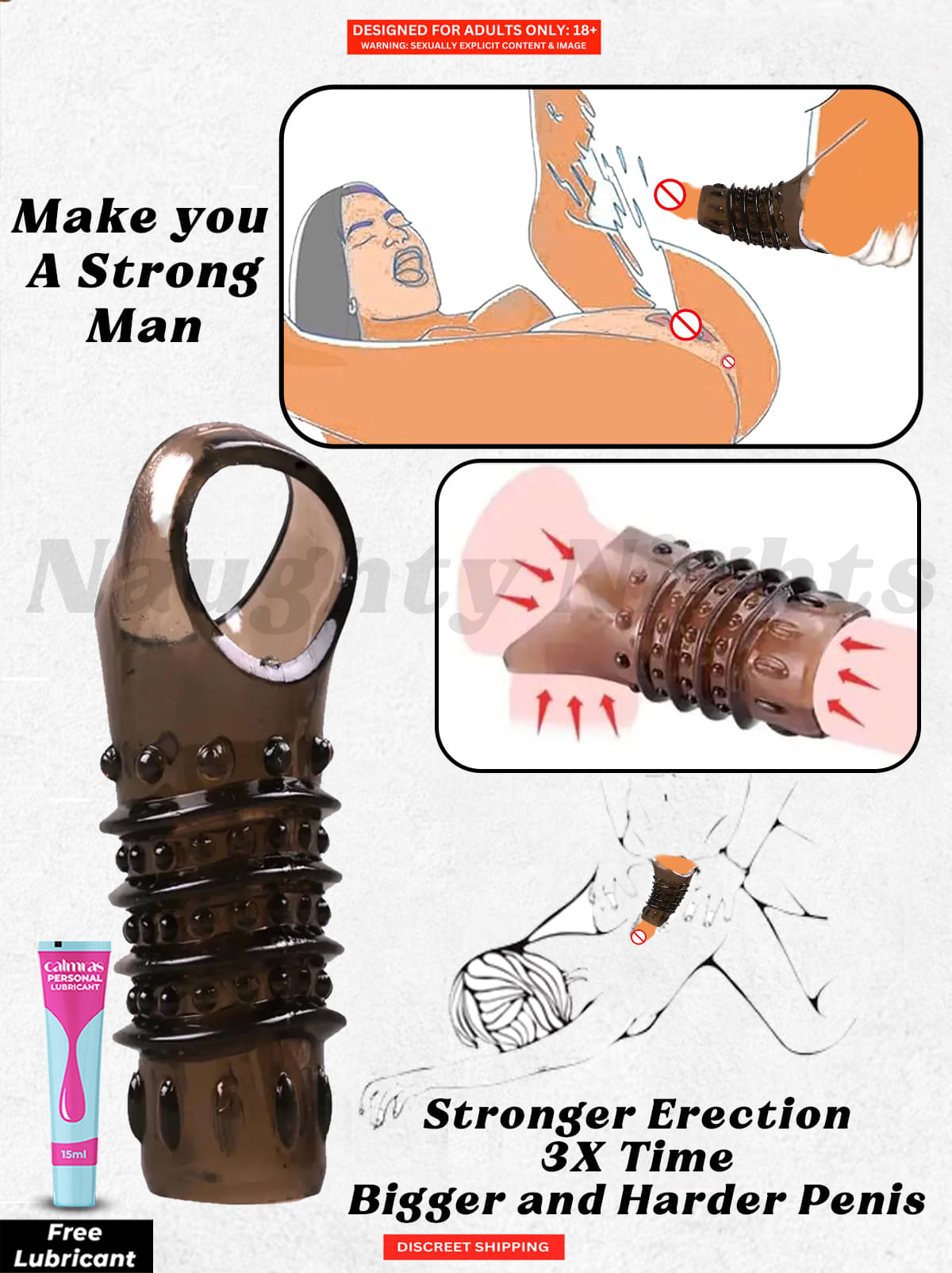 Naughty Nights Reusable Long-Lasting Time Delay Condom for Men | Pocket Size Easy to Carry Open-End Silicone Condom with Free Lube Naughty Nights Reusable Long-Lasting Time Delay Condom for Men | Pocket Size Easy to Carry Open-End Silicone Condom with Free Lube