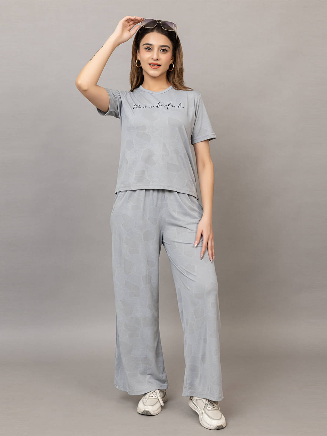 PROBASIC Grey Cotton Blend Women's Nightwear Nightsuit Sets ( Pack of 1 ) PROBASIC Grey Cotton Blend Women's Nightwear Nightsuit Sets ( Pack of 1 )