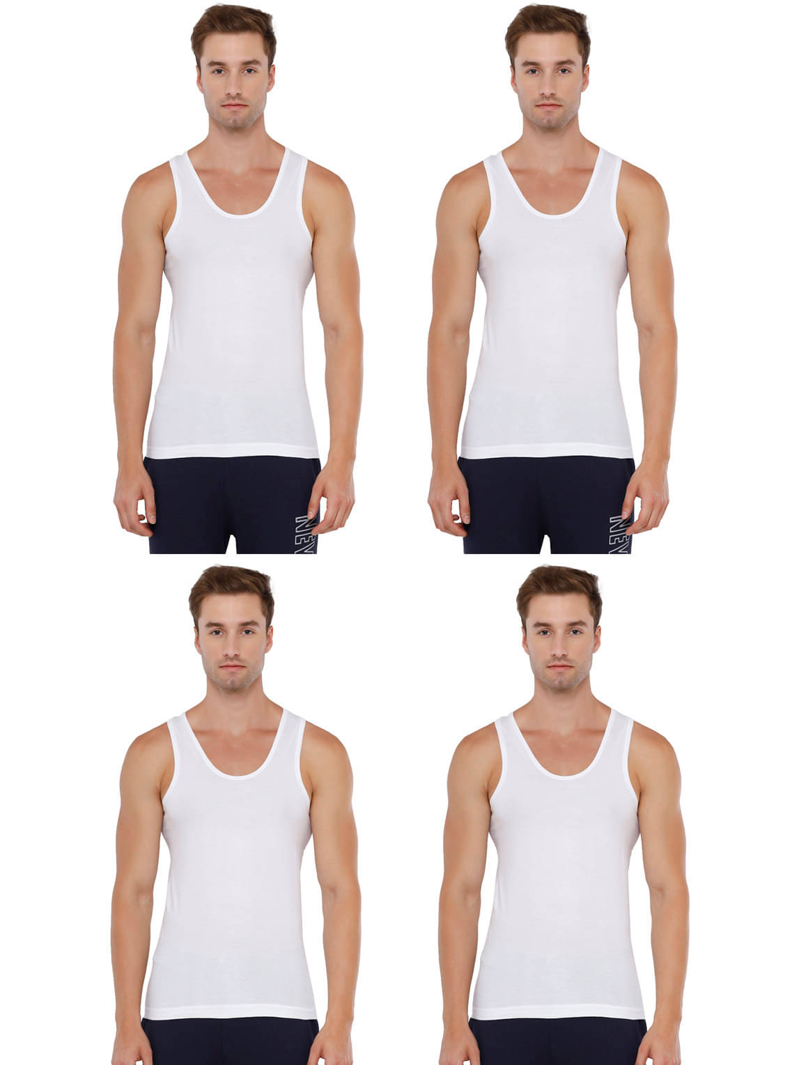     			Rupa Pack of 4 Cotton Basic Vest For Men ( White )