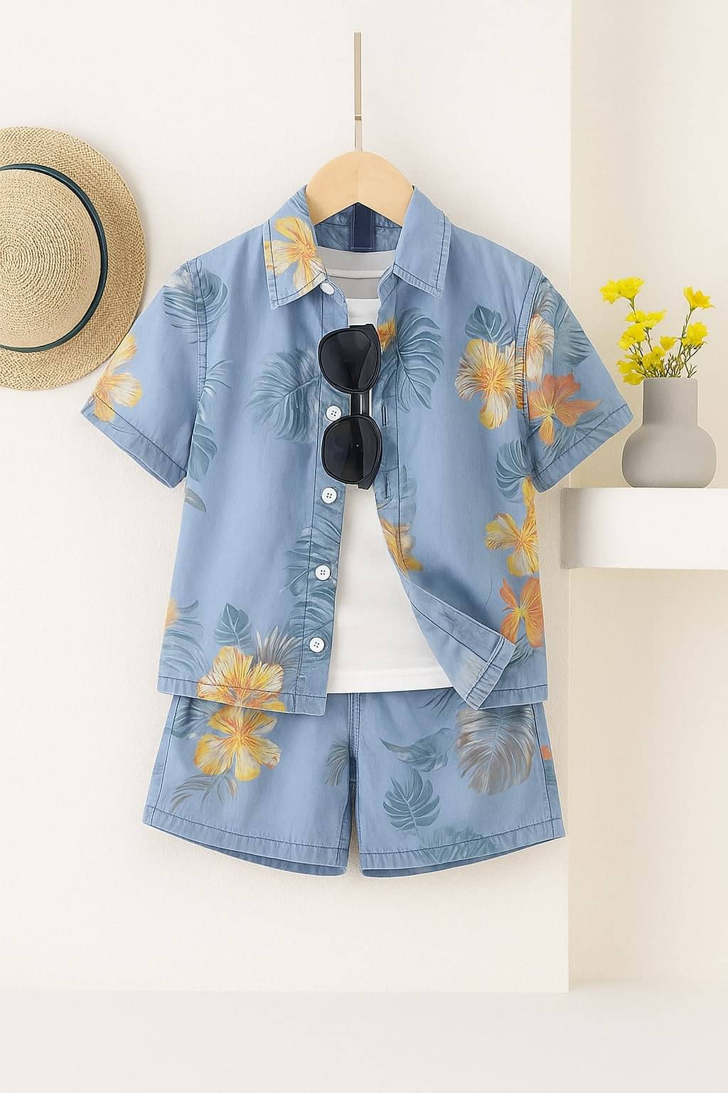     			SSM enterprise Pack of 1 Boys Cotton Shirt & Shorts Set ( Blue )
