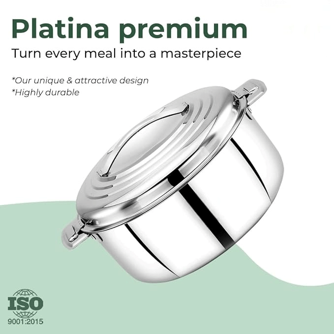     			STEEPLE Silver Steel Thermoware Casserole ( Set of 1 , 2000 mL )