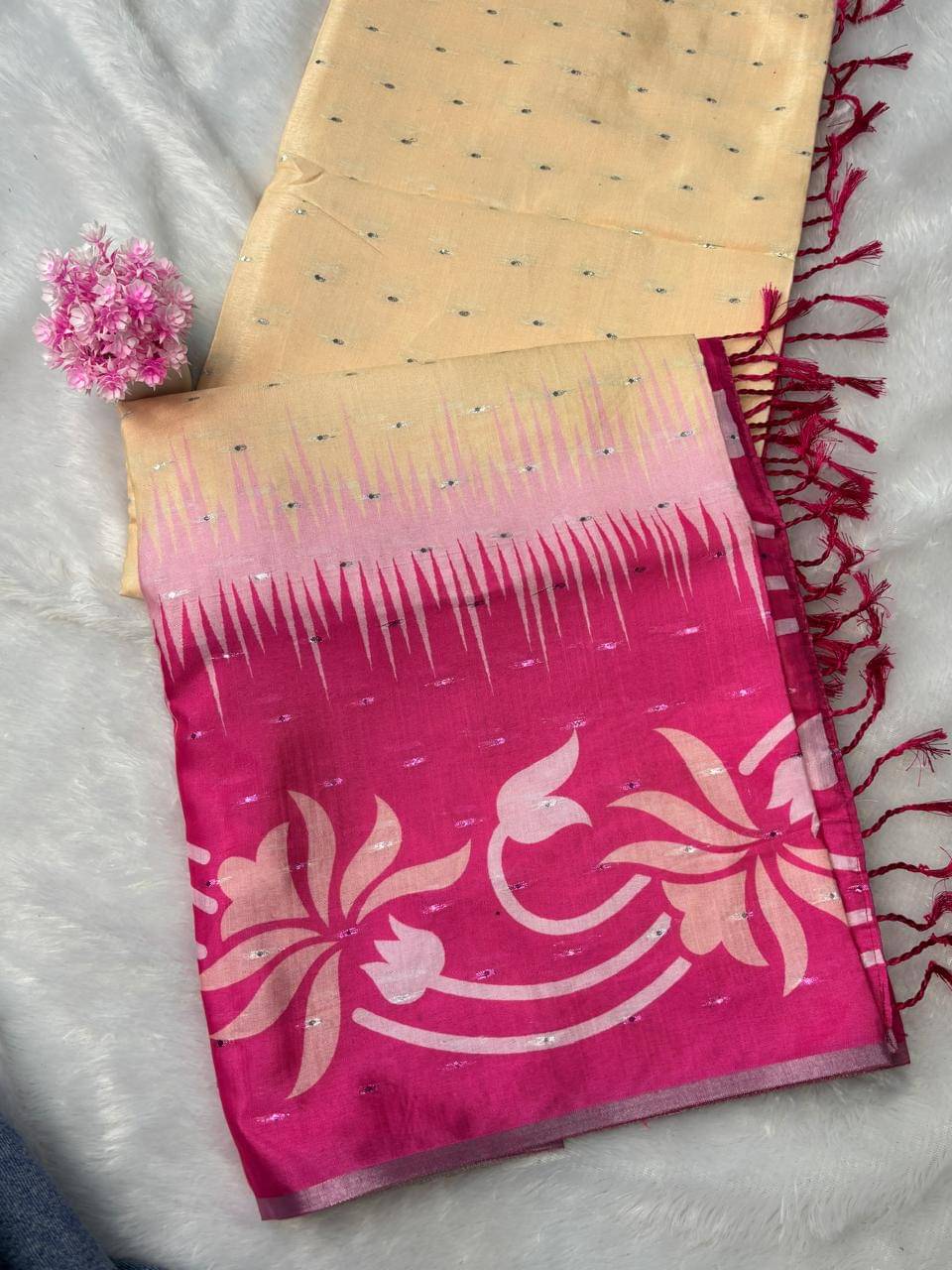 Sitanjali Lifestyle Linen Printed Tant Saree With Unstitched Blouse Piece ( Pink ) Sitanjali Lifestyle Linen Printed Tant Saree With Unstitched Blouse Piece ( Pink )