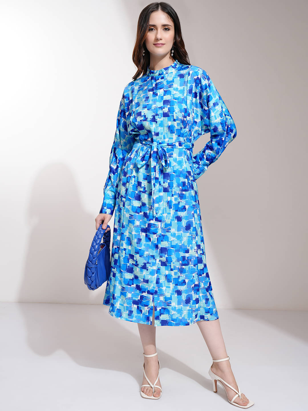     			Tokyo Talkies Women Polyester Blend Printed Fit & Flare Dress ( Blue )