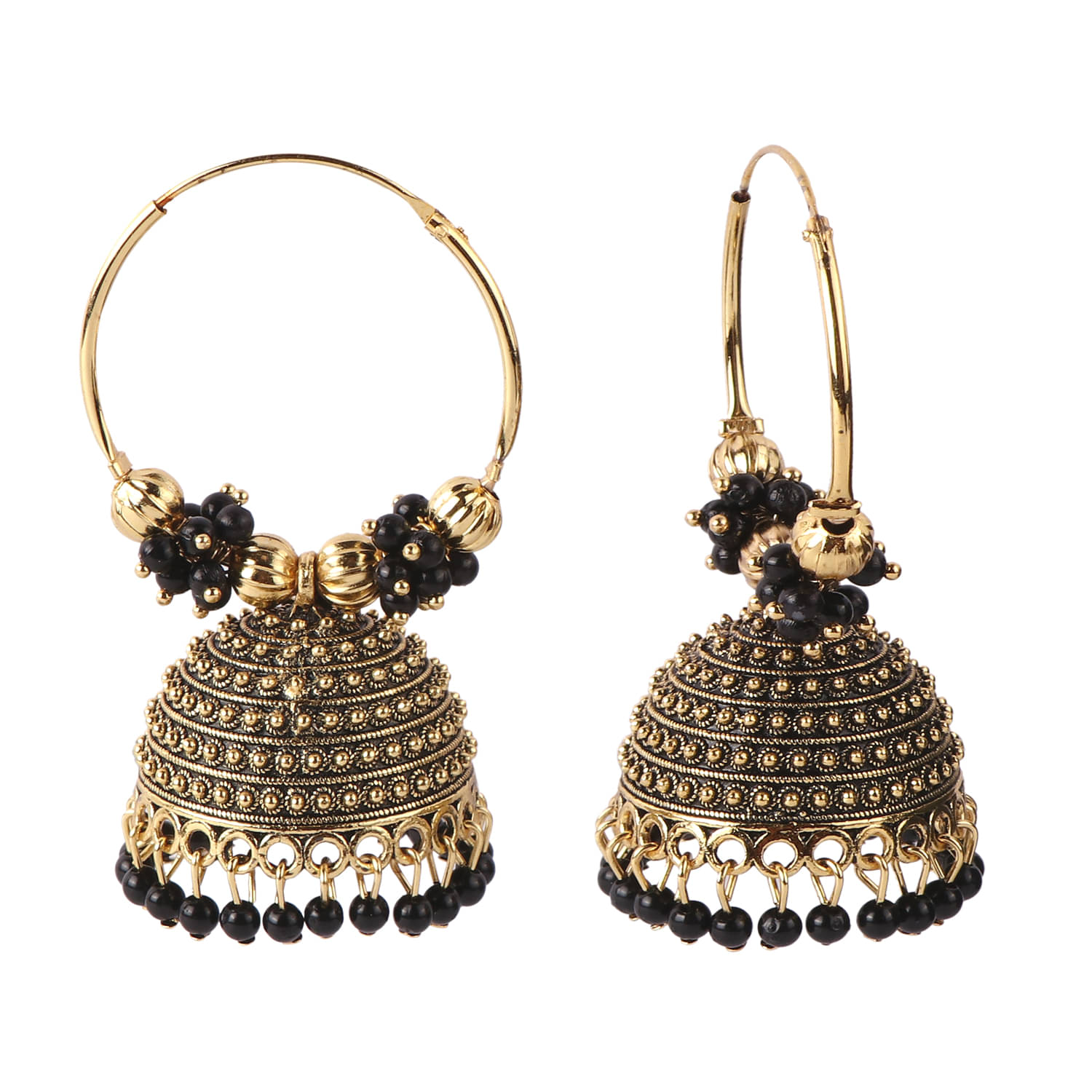     			VIKESA Black Bali Earrings ( Pack of 1 )