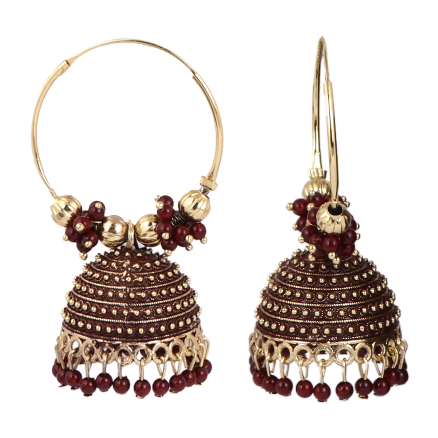     			VIKESA Maroon Bali Earrings ( Pack of 1 )