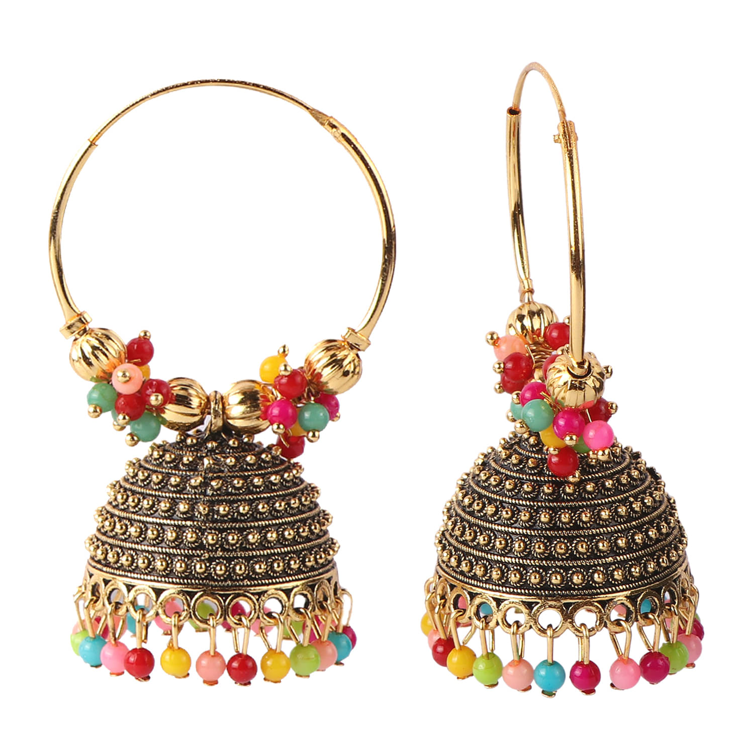     			VIKESA Multi Color Bali Earrings ( Pack of 1 )