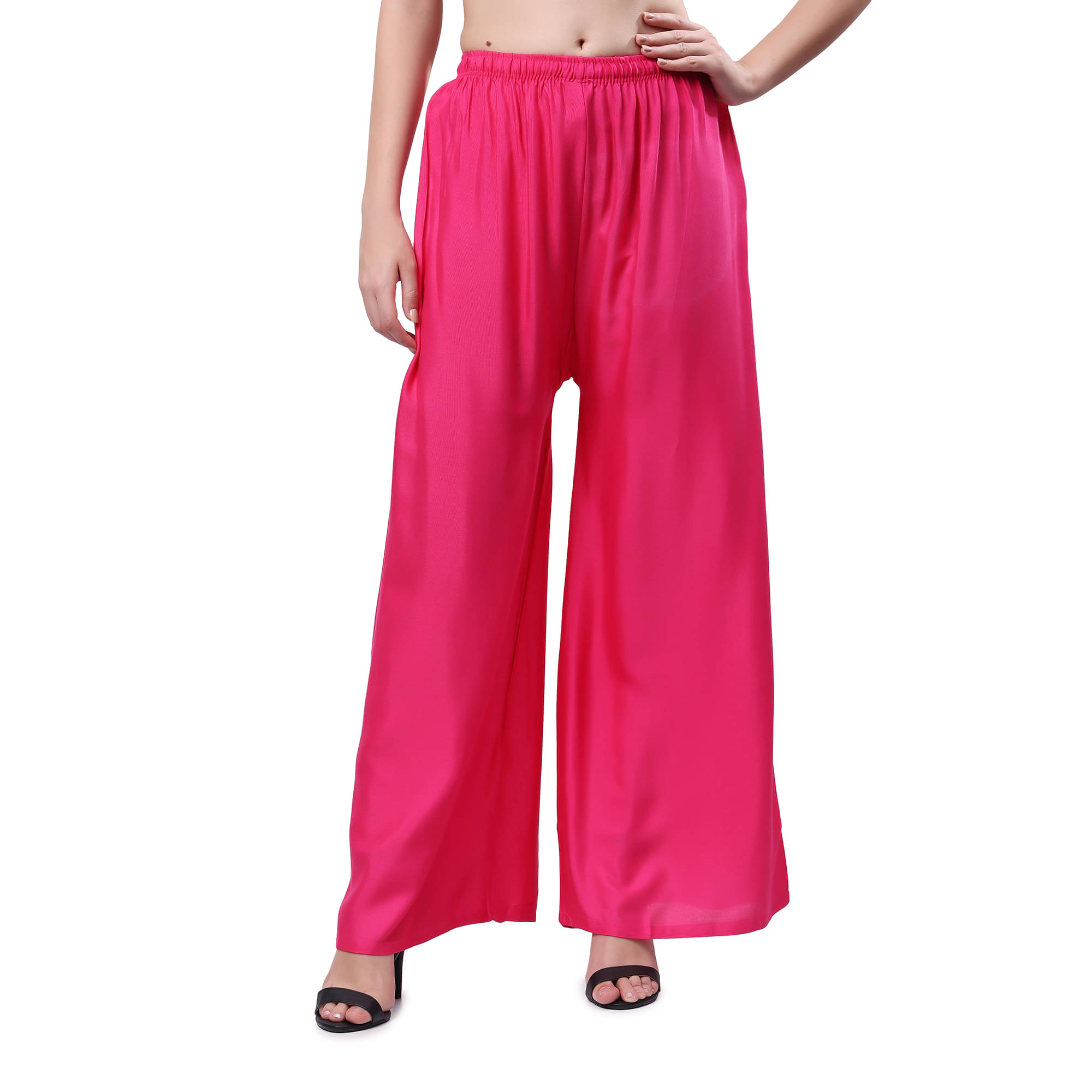     			VIKESA Women Rayon Solid Palazzos ( Pink )