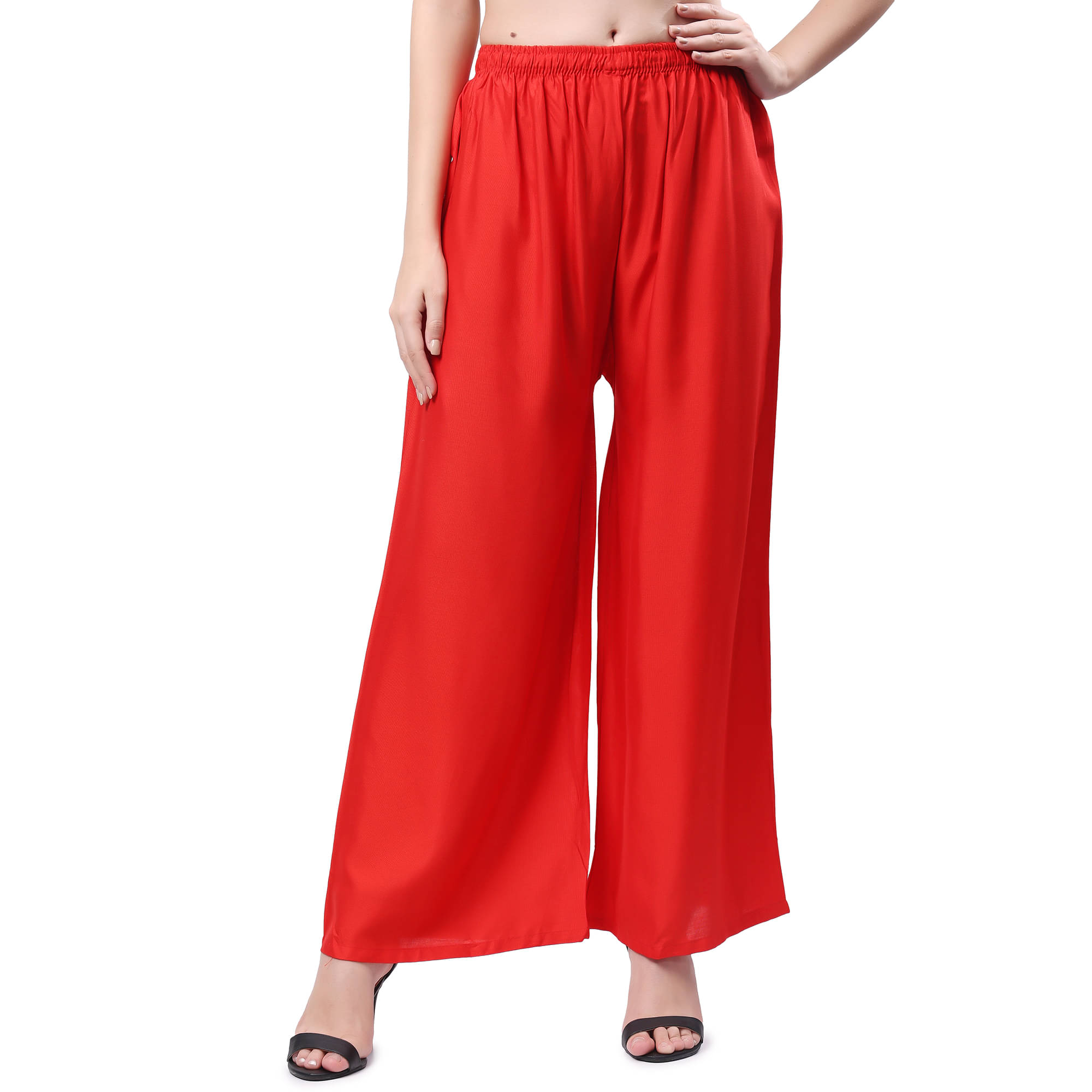     			VIKESA Women Rayon Solid Palazzos ( Red )