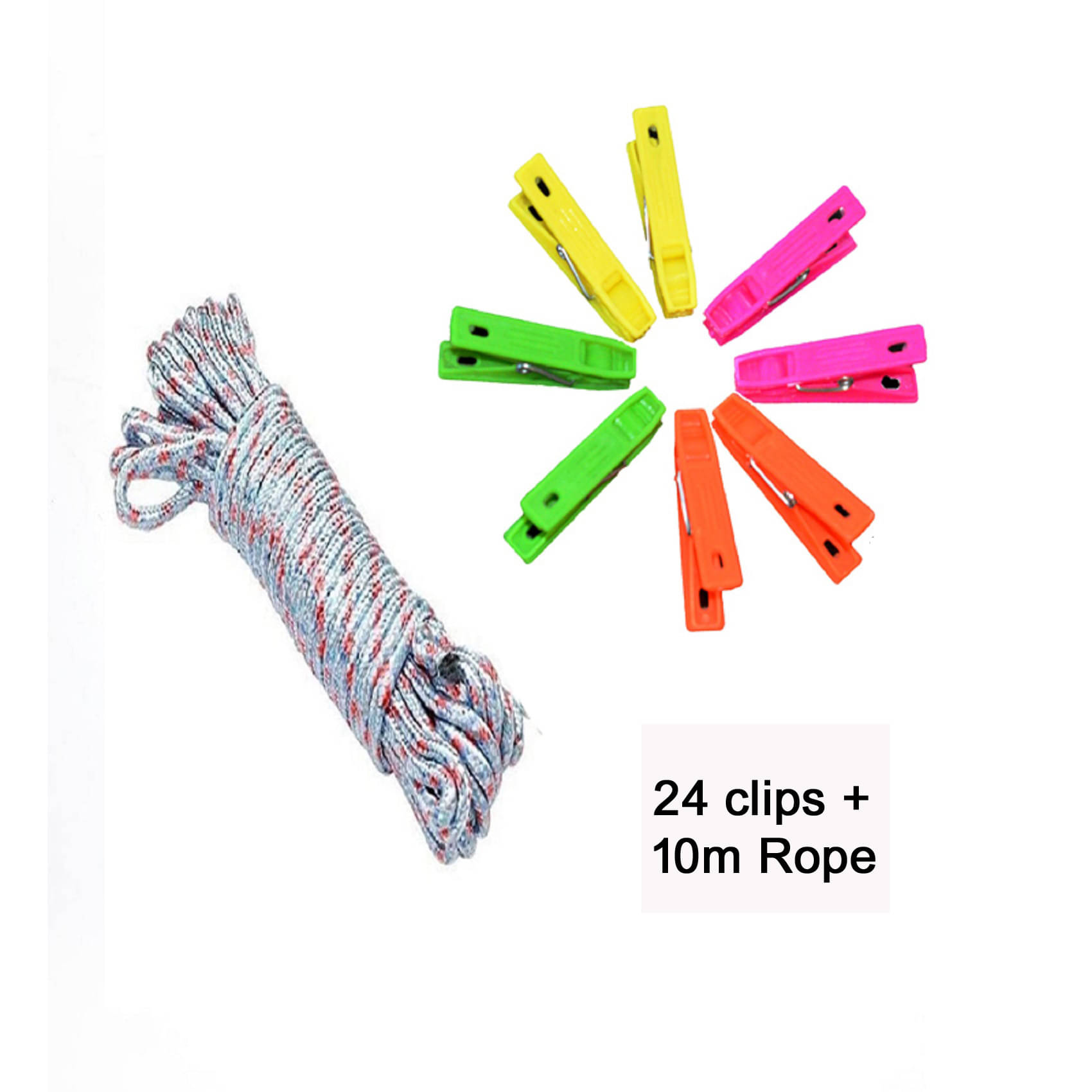 VillWin Hanging Cloth Clips for Drying Clothes Pack of 24 with 10m Rope VillWin Hanging Cloth Clips for Drying Clothes Pack of 24 with 10m Rope