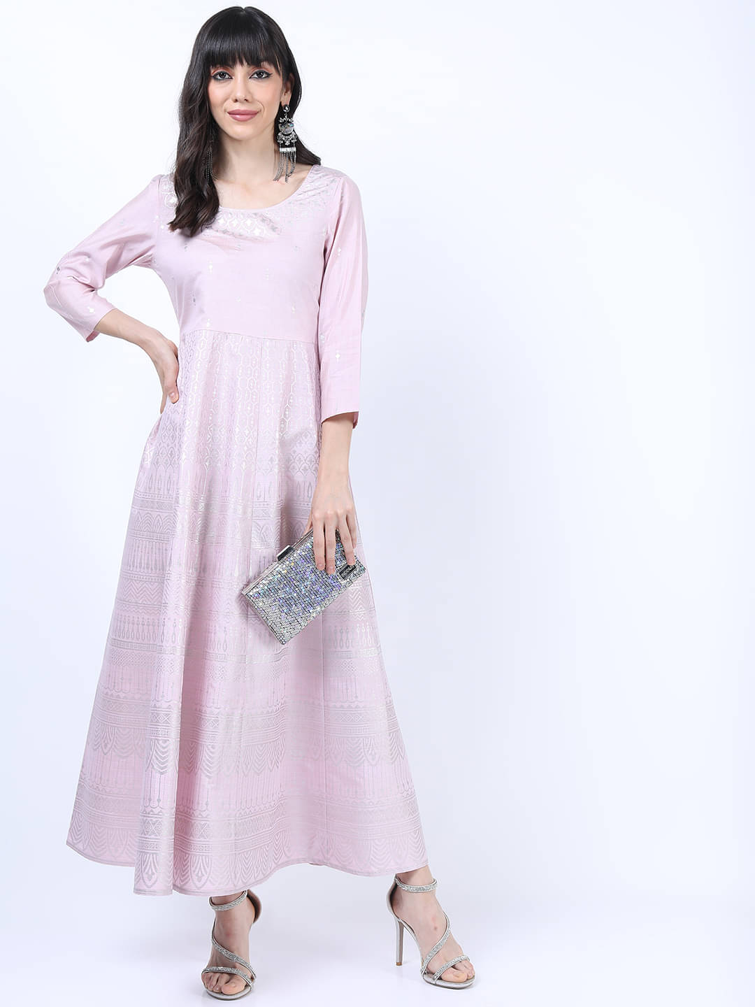 Vishudh Women Viscose Printed A-line Dress ( Pink ) Vishudh Women Viscose Printed A-line Dress ( Pink )