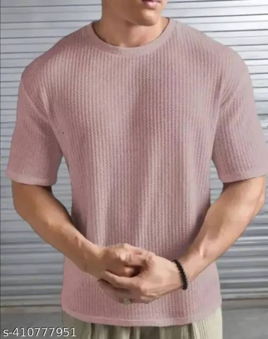WESEVEN Men Polyester Regular Fit Solid T-Shirt ( Pink ) WESEVEN Men Polyester Regular Fit Solid T-Shirt ( Pink )