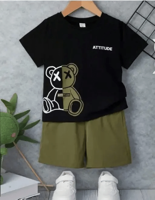     			WESEVEN Pack of 1 Unisex Cotton Blend T-Shirt & Shorts Set ( Olive )
