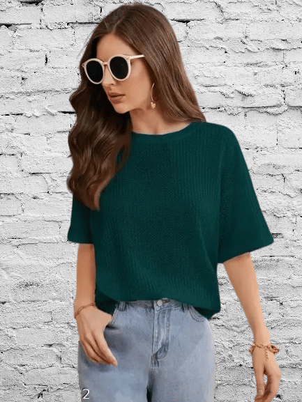 WESEVEN Women Polyester Solid Regular Fit Round Neck T-Shirt ( Green ) WESEVEN Women Polyester Solid Regular Fit Round Neck T-Shirt ( Green )