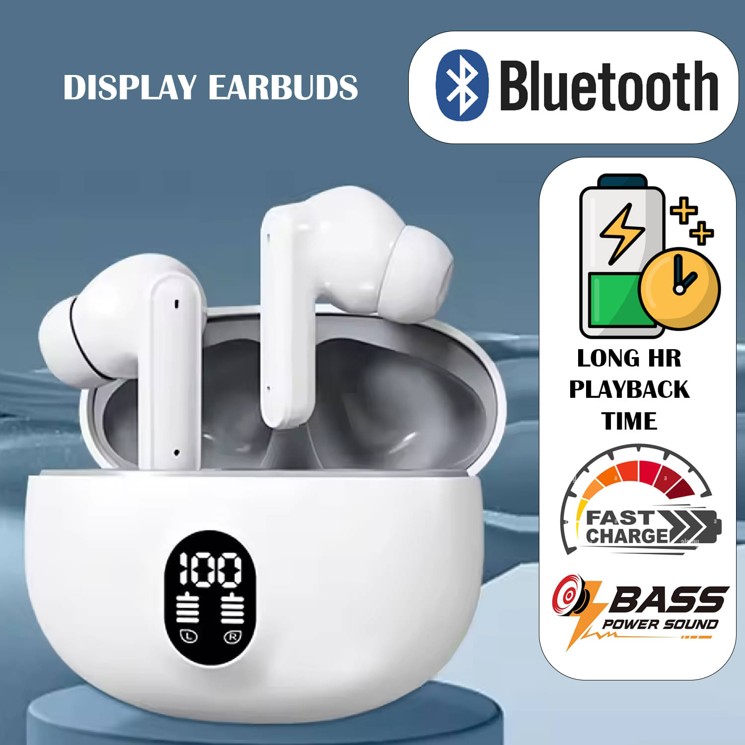     			Wireless Earbuds with LED Display | Bluetooth 5 | Touch Control | HD Audio | Long Battery | Fast Type-C Charging | Noise Isolation | Comfortable Fit