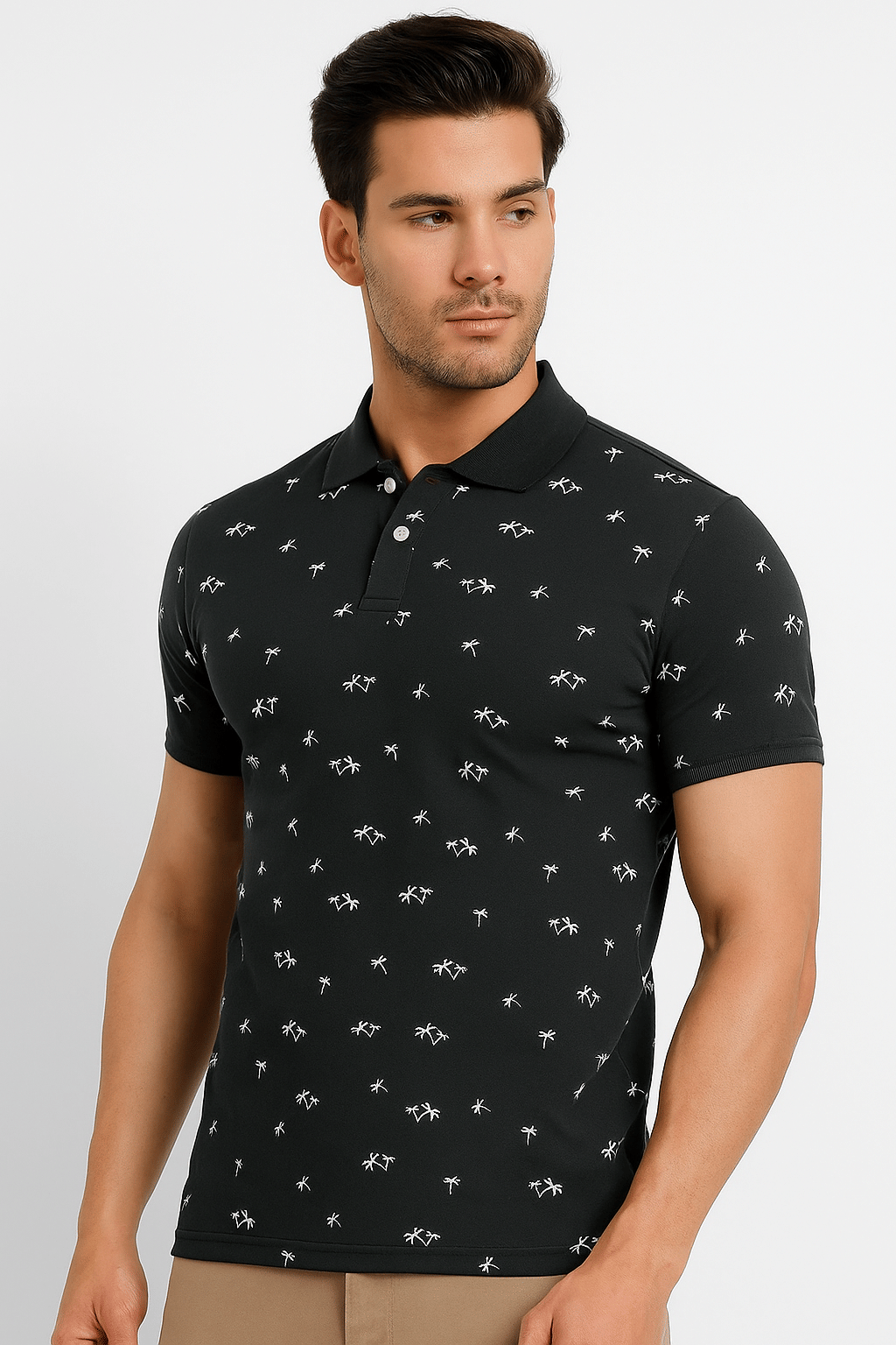     			ZEBULUN Men Cotton Blend Regular Fit Printed Polo T Shirt ( Black )