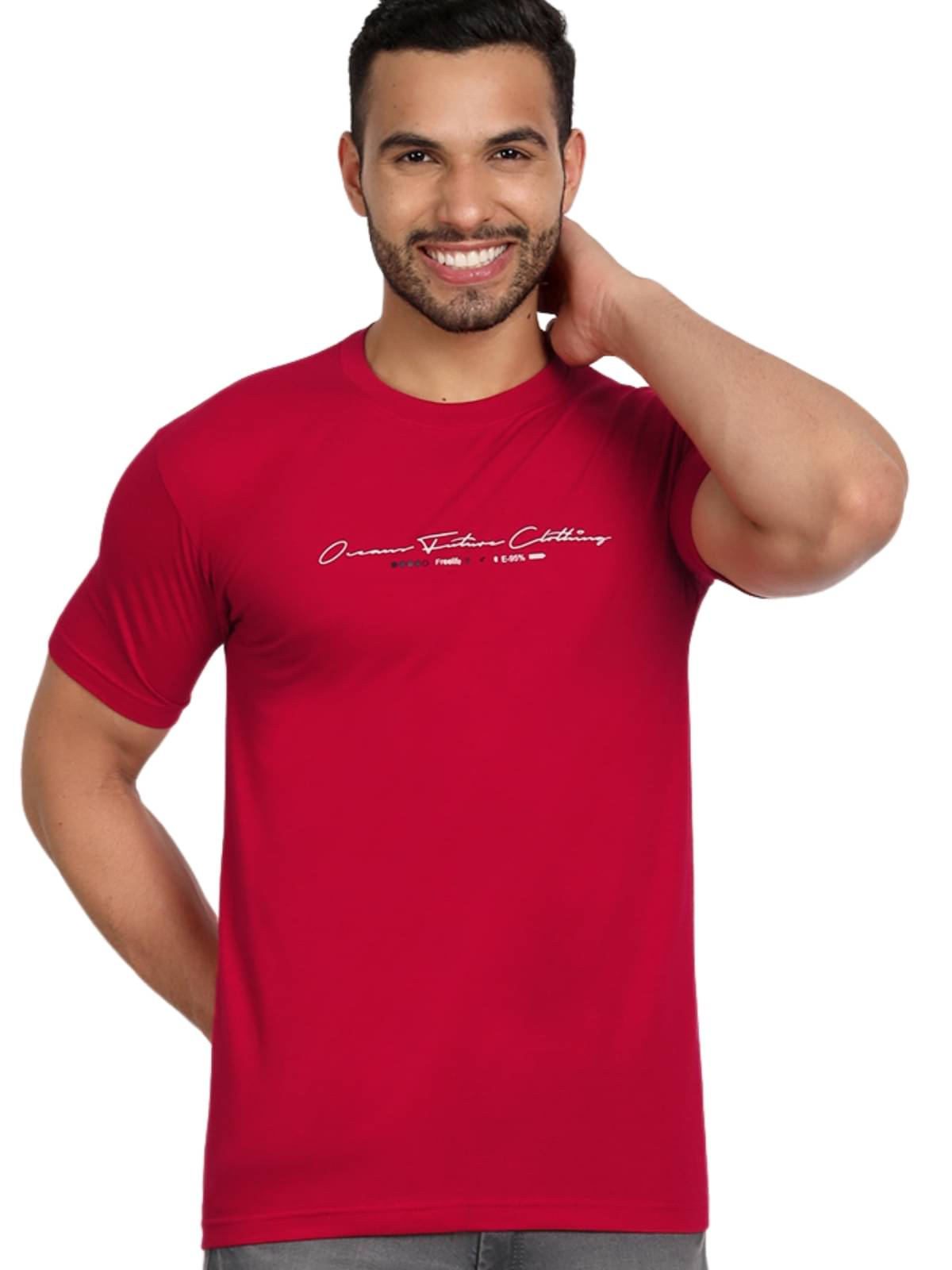 ZEFFORA Men Cotton Regular Fit Solid T-Shirt ( Red )     			ZEFFORA Men Cotton Regular Fit Solid T-Shirt ( Red )