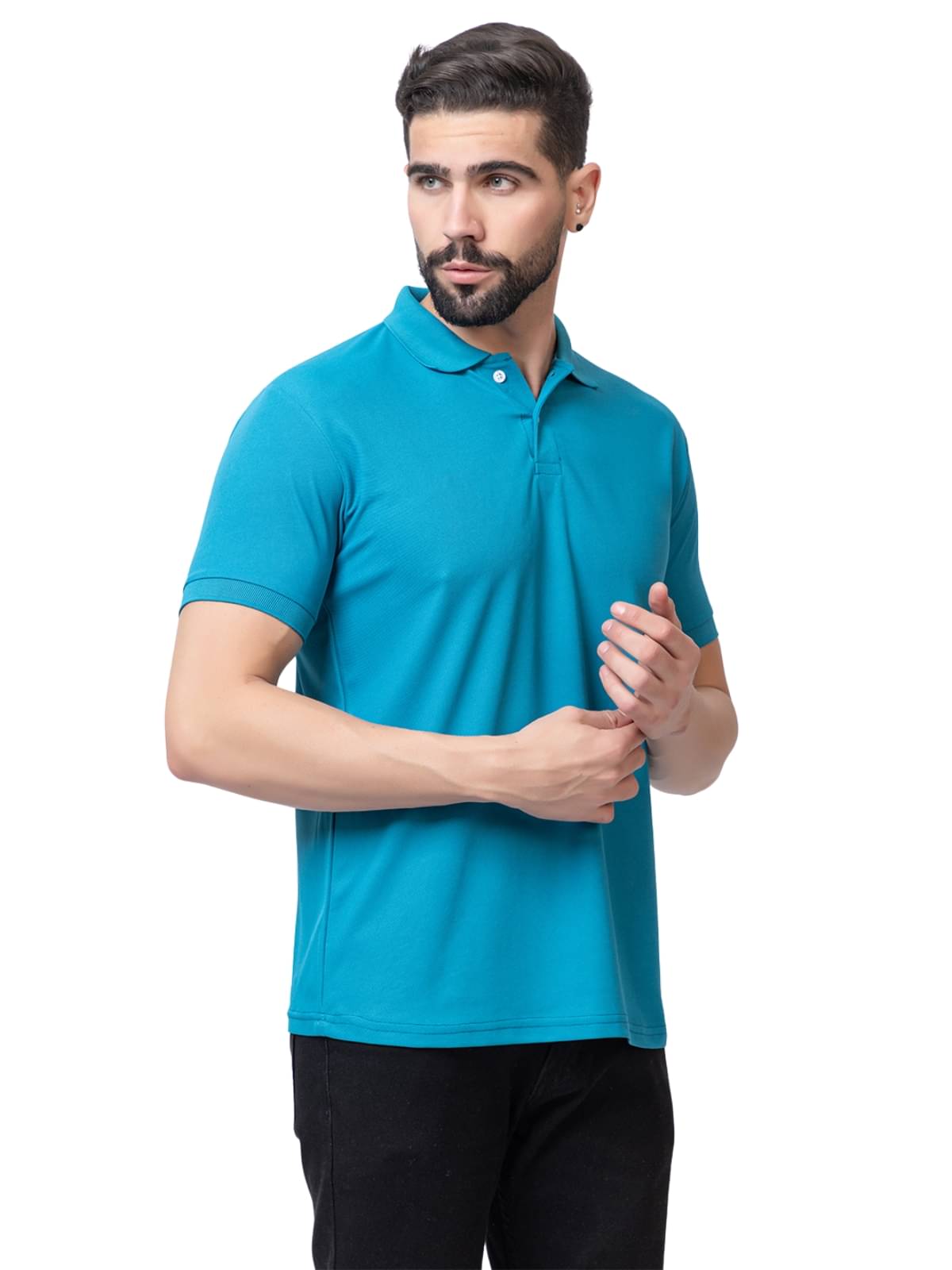 ZEFFORA Men Polyester Regular Fit Solid T-Shirt ( Blue ) ZEFFORA Men Polyester Regular Fit Solid T-Shirt ( Blue )
