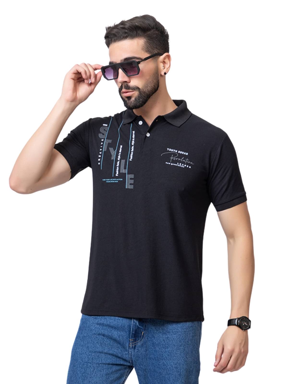     			ZEFFORA Men Polyester Regular Fit Printed T-Shirt ( Black )
