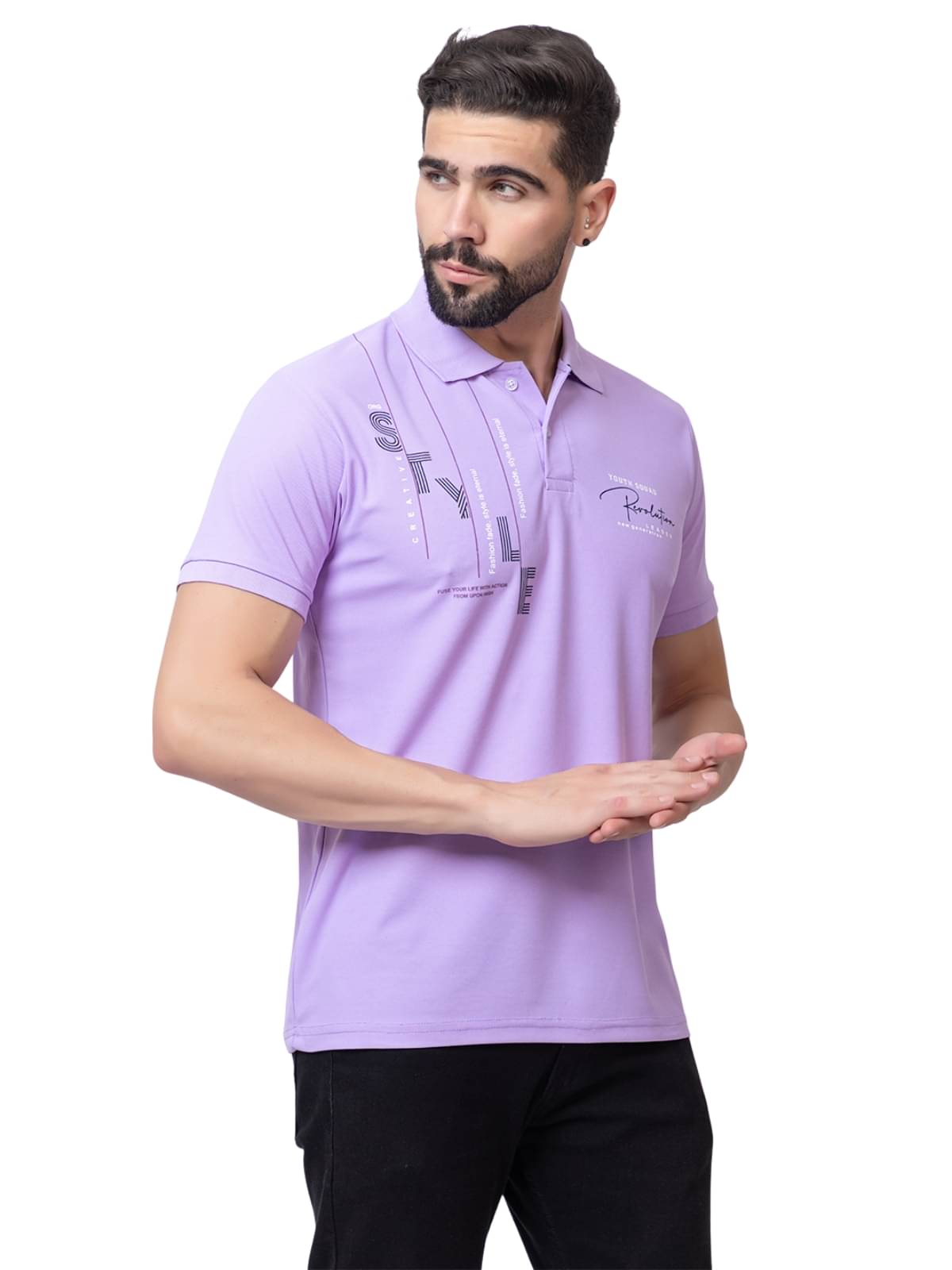     			ZEFFORA Men Polyester Regular Fit Printed T-Shirt ( Lavender )