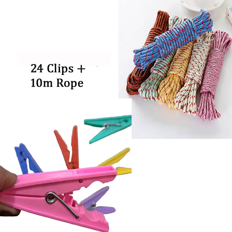     			forral 24 Pcs Pearl Cloth Clips with 10m Rope