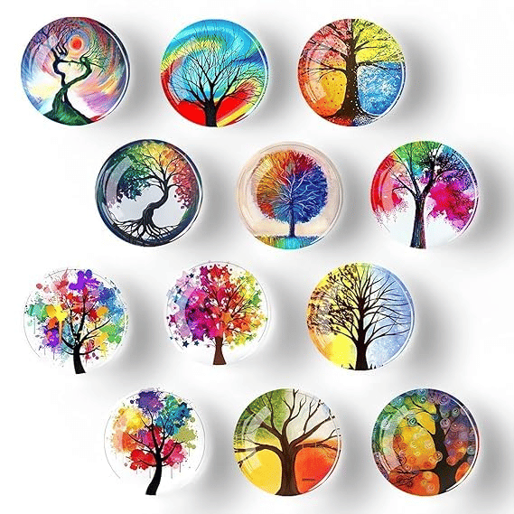    			sakimo FRIDGE CRYSTAL MAGNET TREE 12PCS SET Crystal Round Fridge Magnets Fridge Magnet - Pack of 12