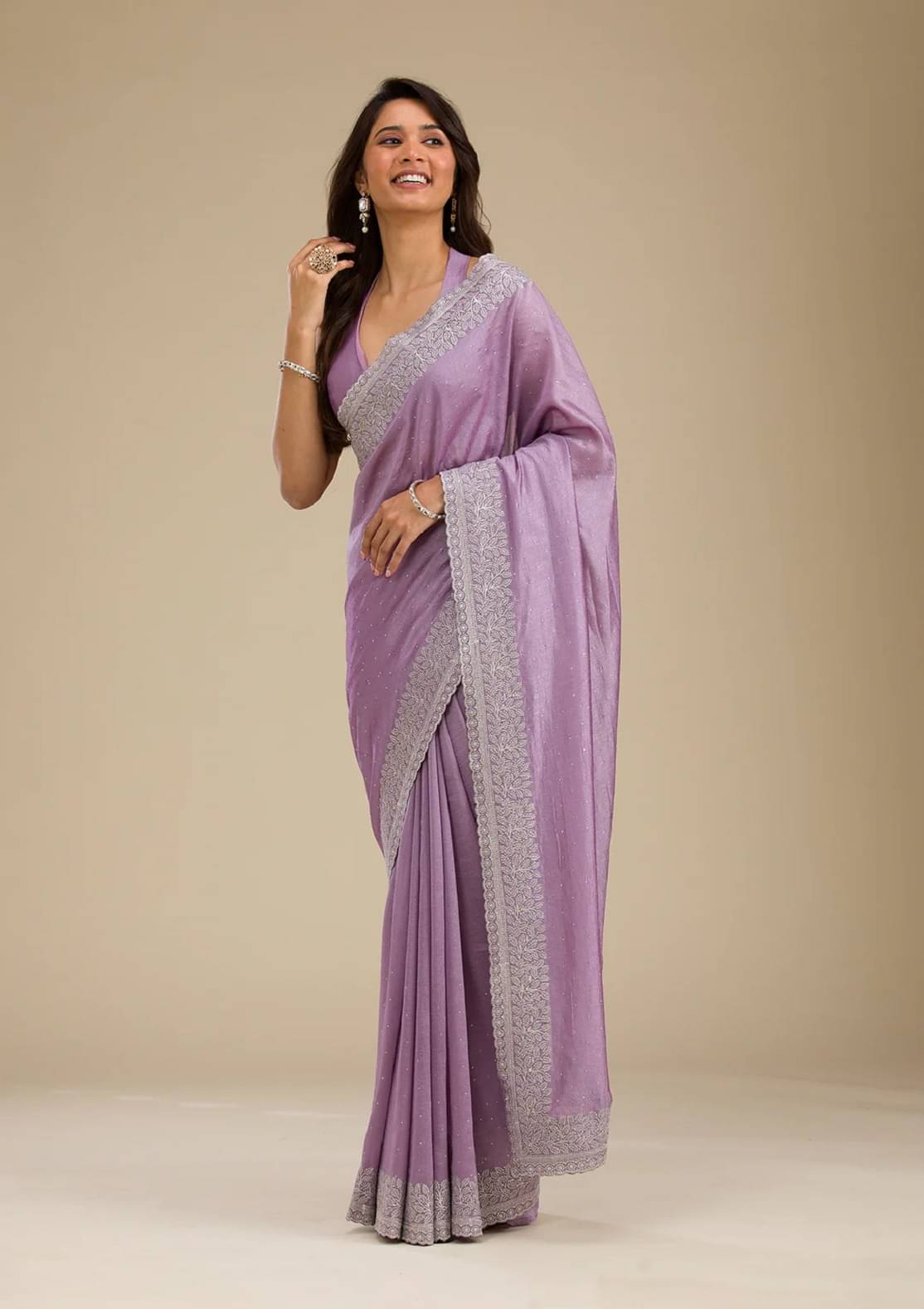 A TO Z CART Silk Blend Embroidered Regular Saree With Unstitched Blouse Piece ( Lavender ) A TO Z CART Silk Blend Embroidered Regular Saree With Unstitched Blouse Piece ( Lavender )