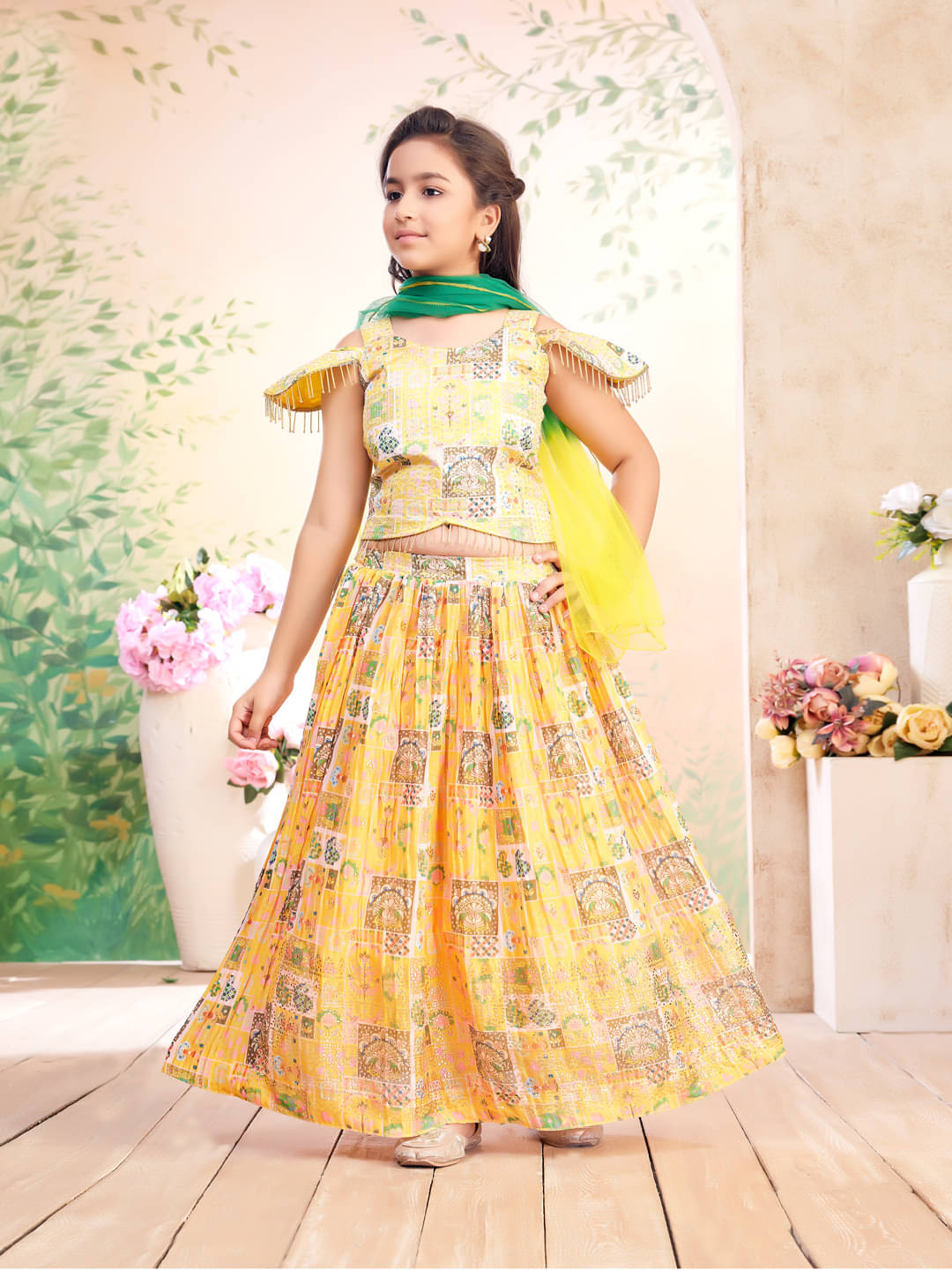     			Aarika Georgette Lehenga Choli Set For Girls ( Pack of 1 , Yellow )
