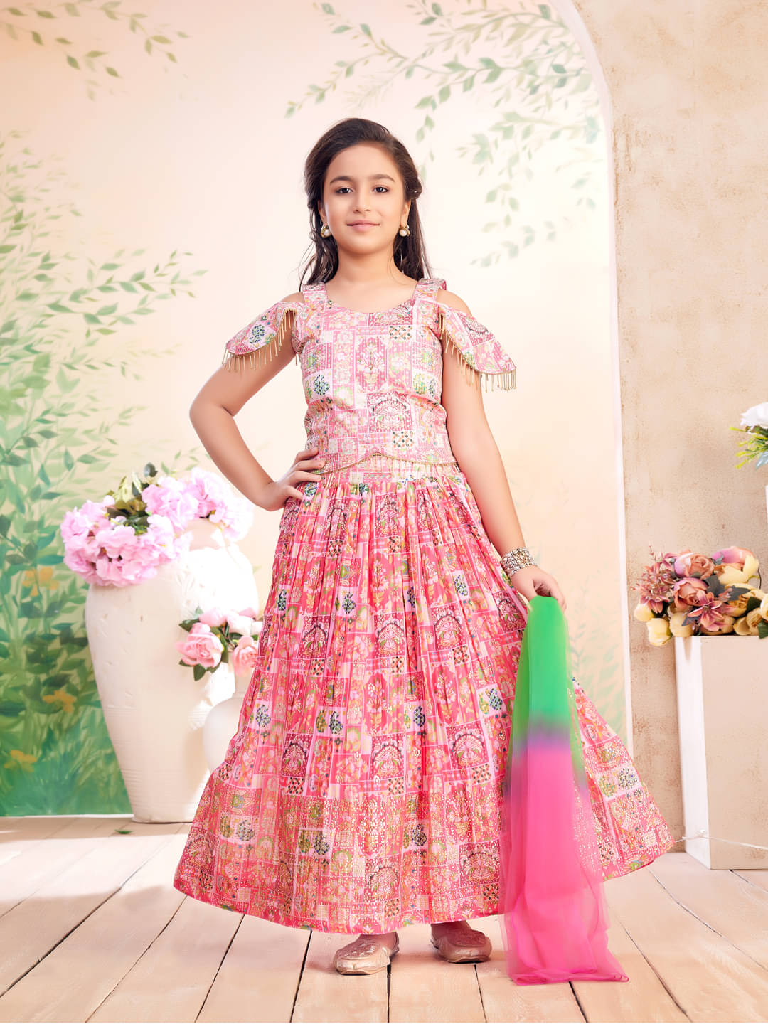     			Aarika Georgette Lehenga Choli Set For Girls ( Pack of 1 , Pink )