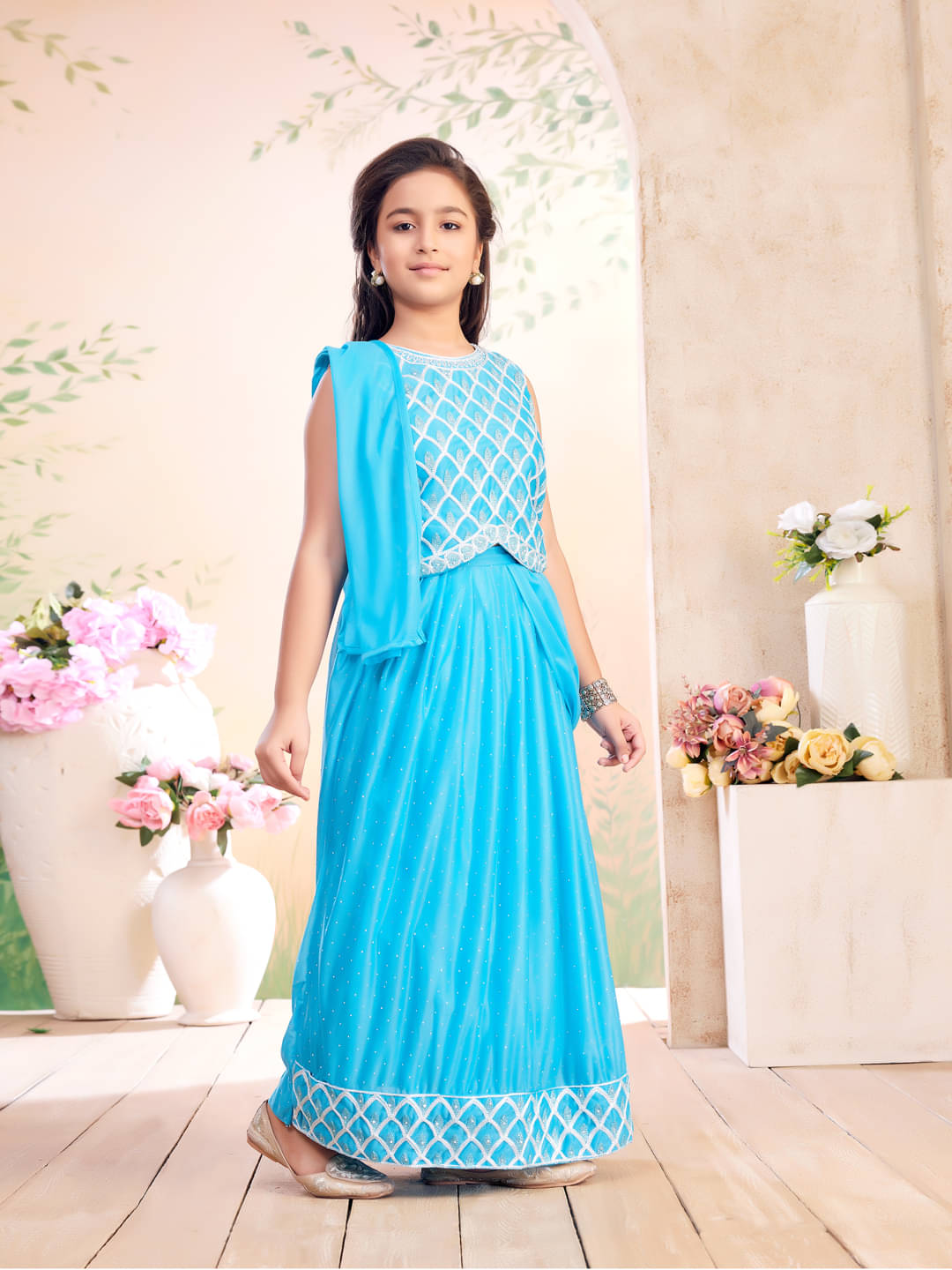     			Aarika Georgette Lehenga Choli Set For Girls ( Pack of 1 , Turquoise )