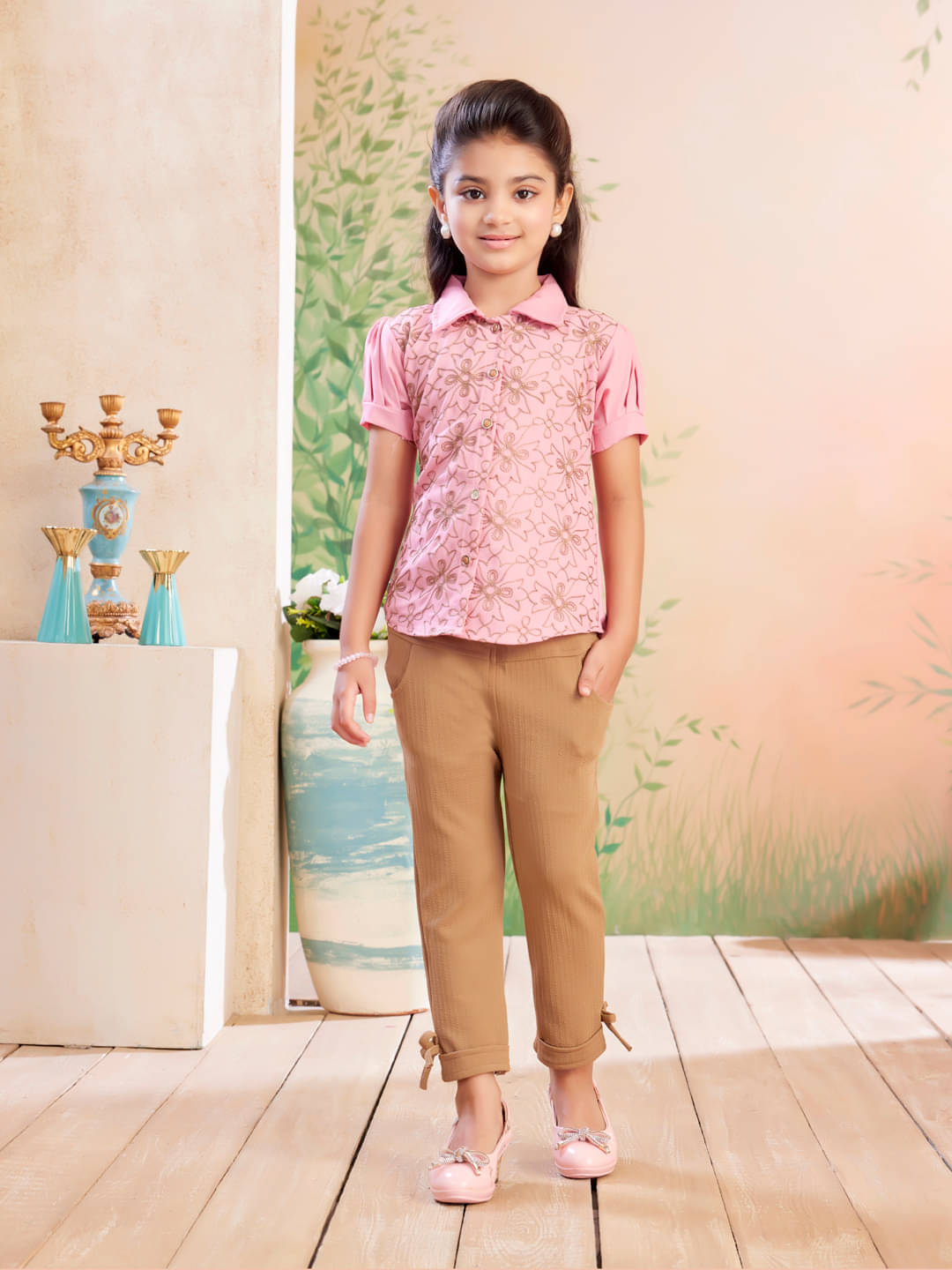     			Aarika Pack of 1 Girls Cotton T-shirt & Pants ( Pink )