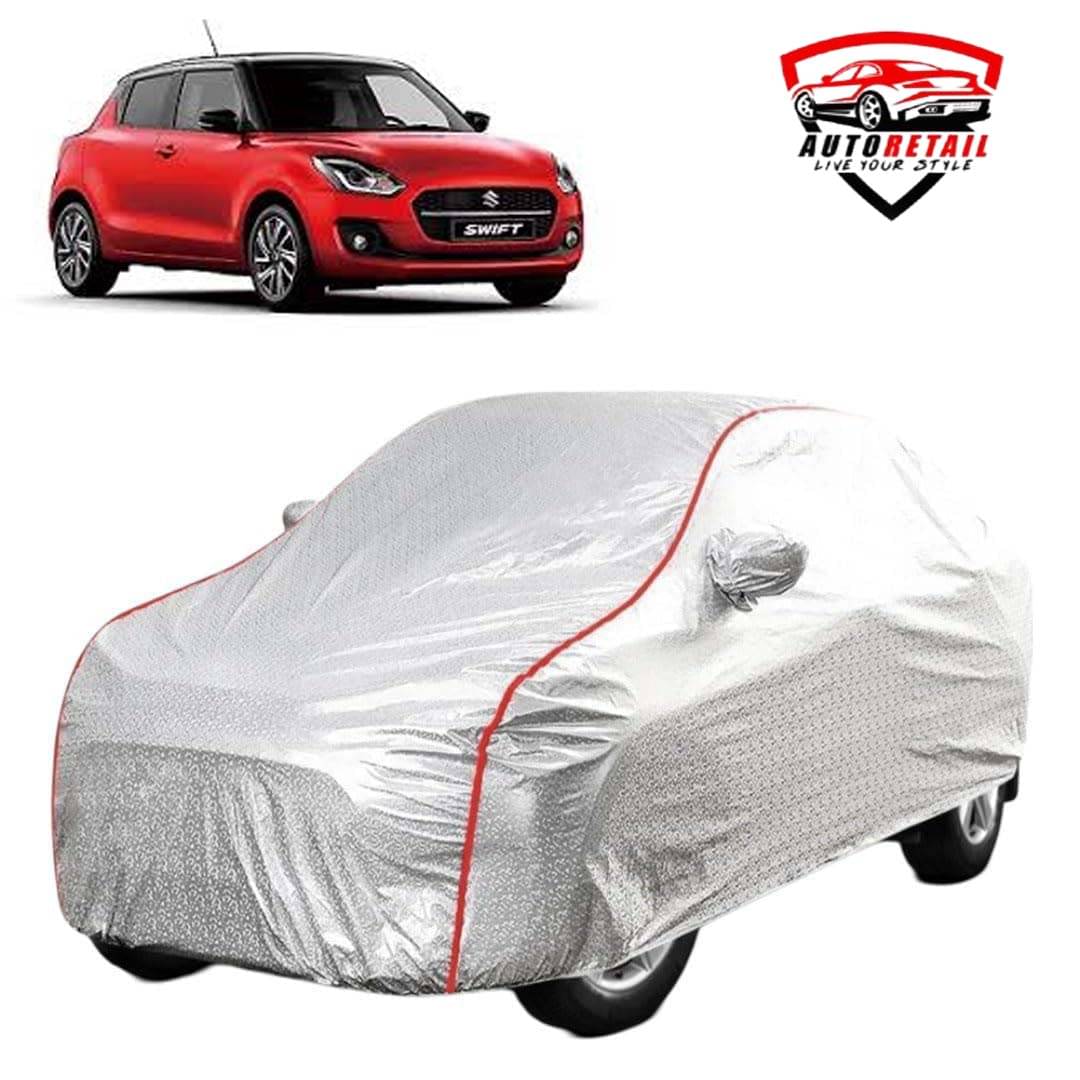     			AutoRetail Car Body Cover for Maruti Swift [2018] With Mirror Pocket ( Pack of 1 ) , Silver