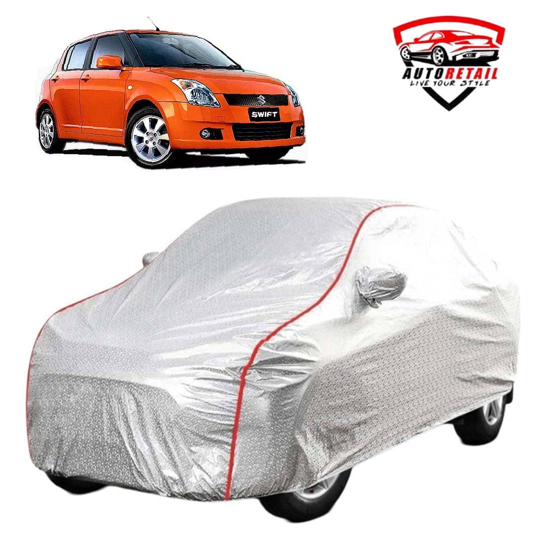 AutoRetail Car Body Cover for Maruti Suzuki Swift  [2005-2010] With Mirror Pocket ( Pack of 1 ) , Silver