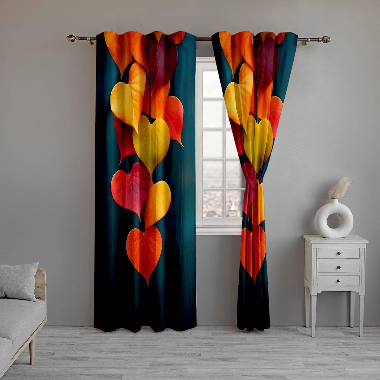     			CURTAINRY Abstract Printed Room Darkening Eyelet Curtain 5 ft ( Pack of 1 ) - Blue