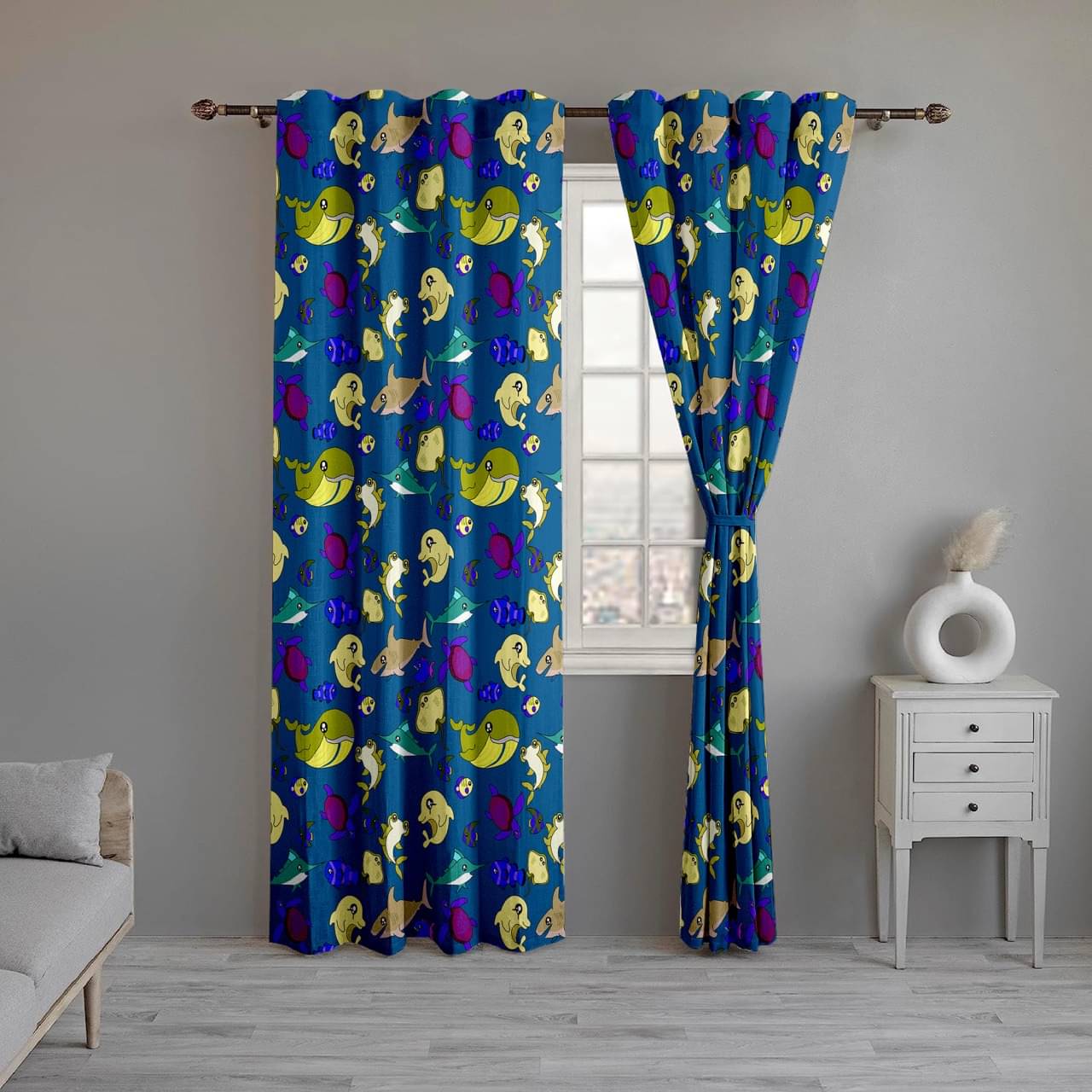 CURTAINRY Humor & Comic Room Darkening Eyelet Curtain 5 ft ( Pack of 1 ) - Blue CURTAINRY Humor & Comic Room Darkening Eyelet Curtain 5 ft ( Pack of 1 ) - Blue