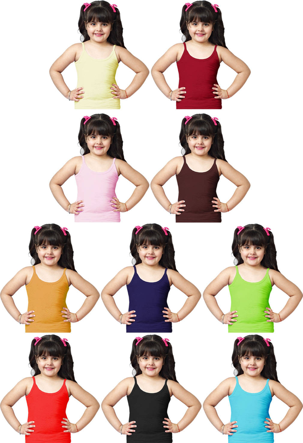     			Dixcy Slimz Pack of 10 Girls Cotton Camisoles ( Multicolor )