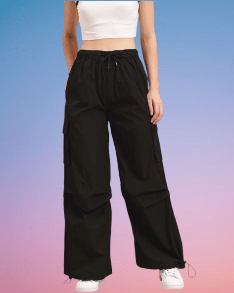     			Fashionfizzzz Women Polyester Korean Trousers ( Black )