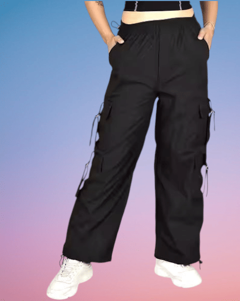     			Fashionfizzzz Women Polyester Korean Trousers ( Black )
