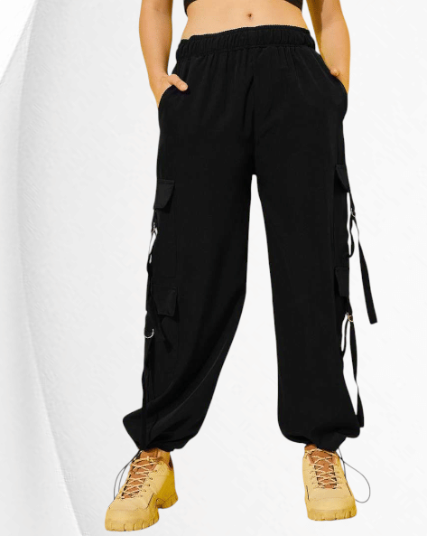     			Fashionfizzzz Women Polyester Korean Trousers ( Black )
