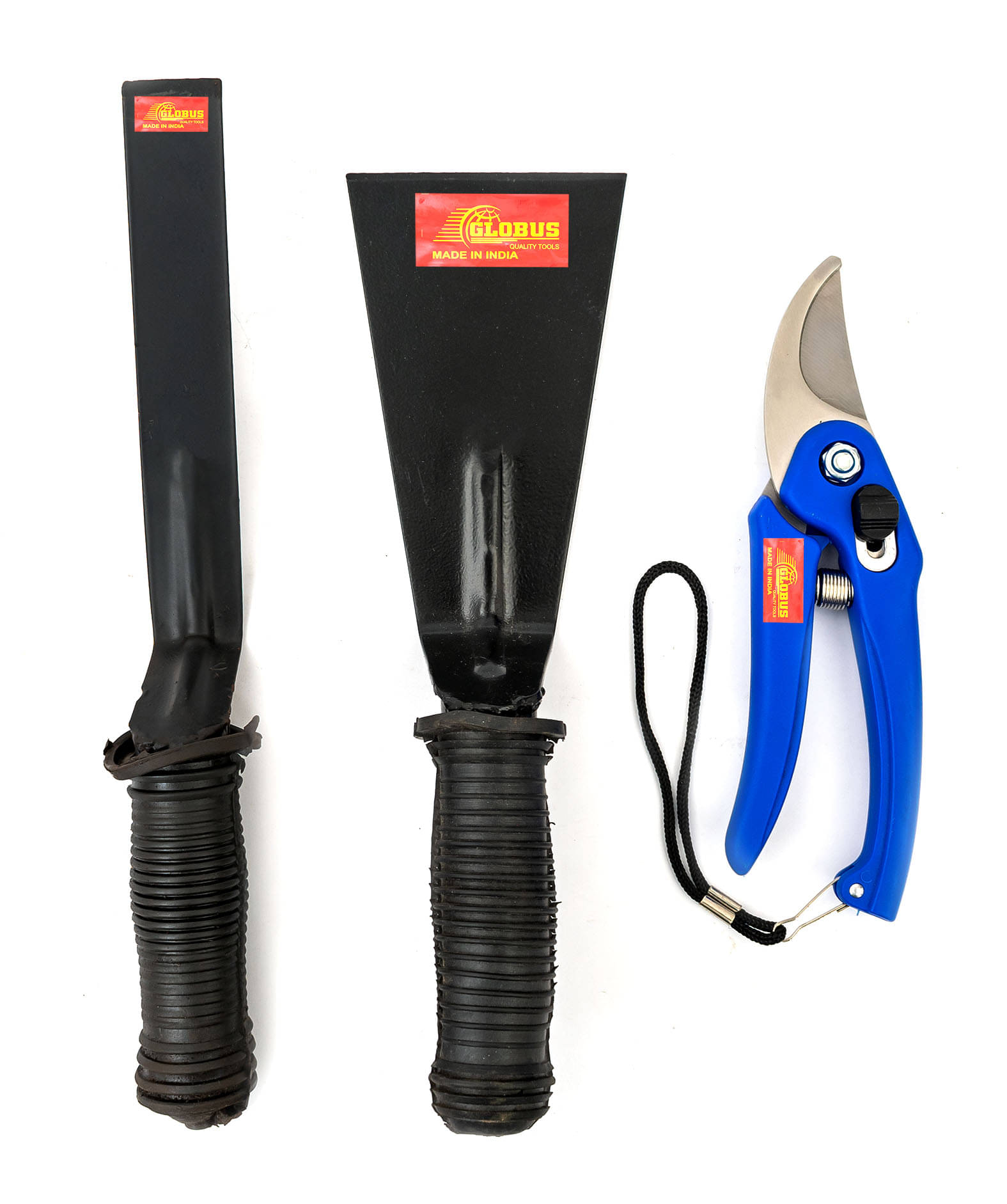     			Globus 527 -GARDEN TOOL SET/3-GARDEN CUTTER/PRUNER/SECATEUR( 7 INCH/18 CM) (STAINLESS )&( GARDEN KHURPA 1 INCH/25MM )&( KHURPA 3 INCH /75 MM)