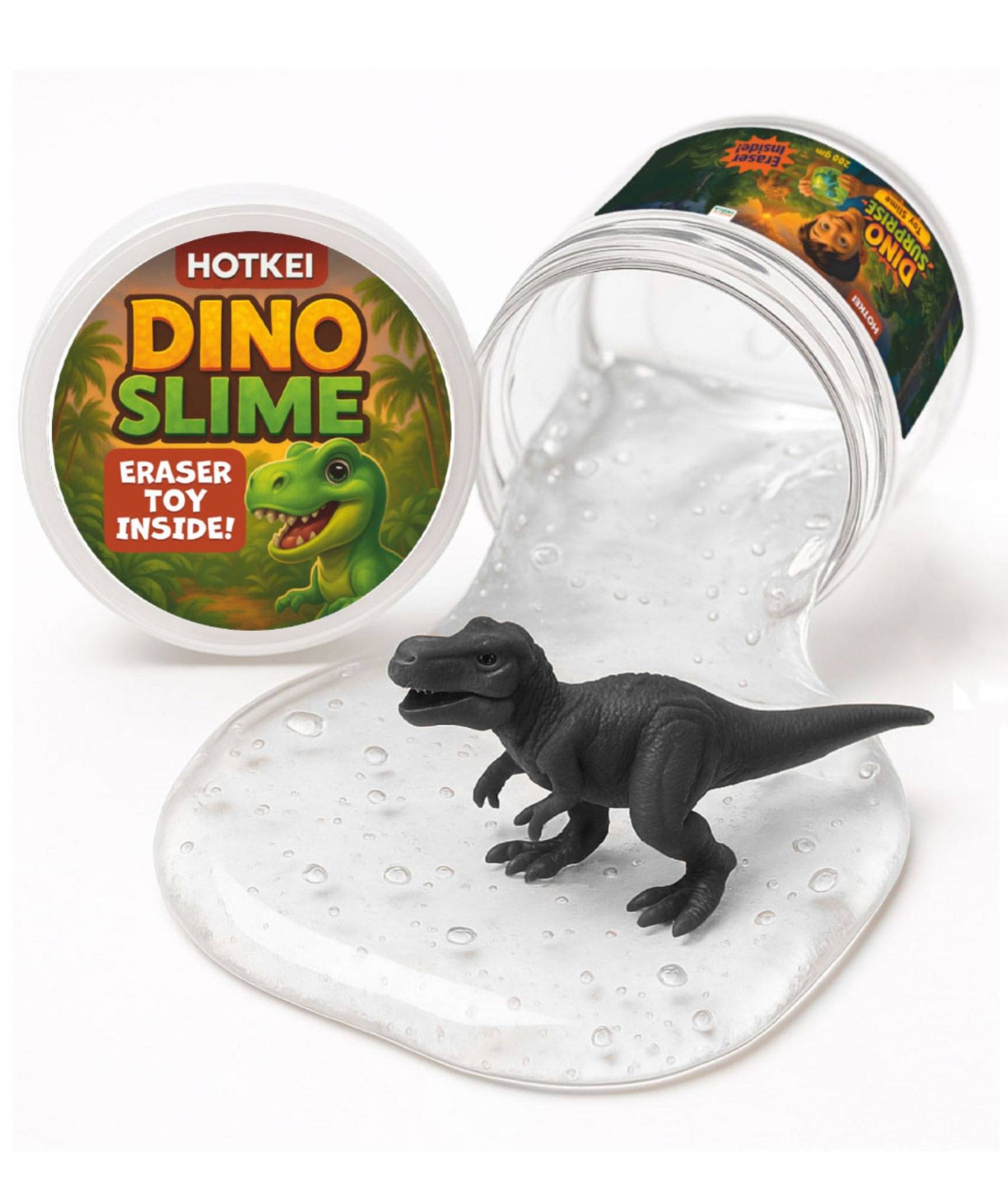    			HOTKEI 200g Transparent Slime with Dino Eraser Toy Inside – Slime Kit for Kids 3–10 Years – Art & Sensory Play Gift for Boys & Girls 9–12