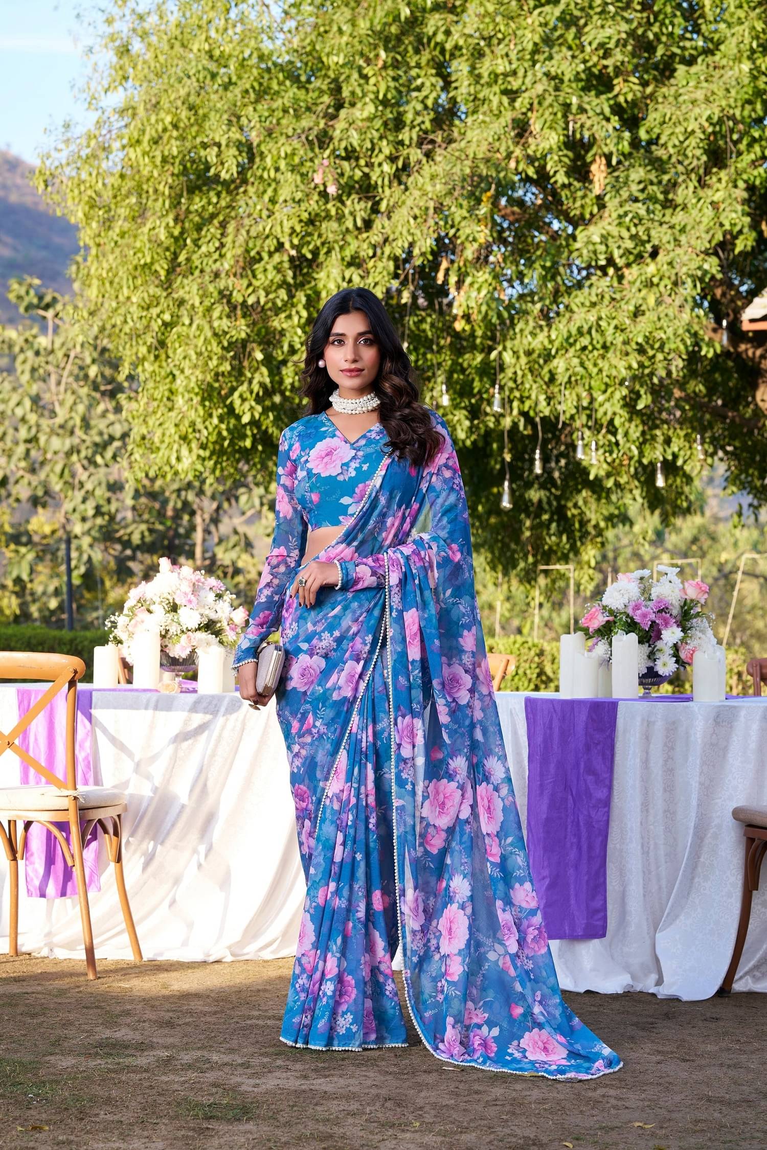 JULEE Georgette Printed Regular Saree With Unstitched Blouse Piece ( Sky Blue ) JULEE Georgette Printed Regular Saree With Unstitched Blouse Piece ( Sky Blue )