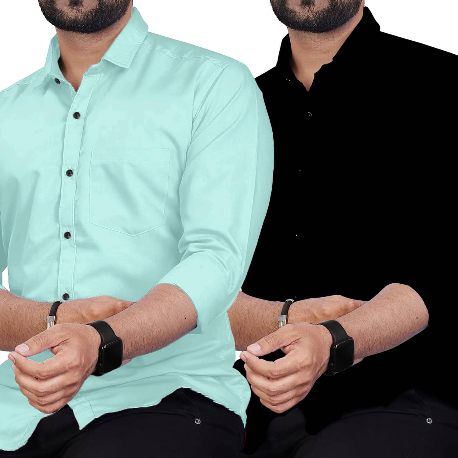 KNOWTED Cotton Blend Slim Fit Full Sleeves Men's Formal Shirt - Light Blue ( Pack of 2 ) KNOWTED Cotton Blend Slim Fit Full Sleeves Men's Formal Shirt - Light Blue ( Pack of 2 )