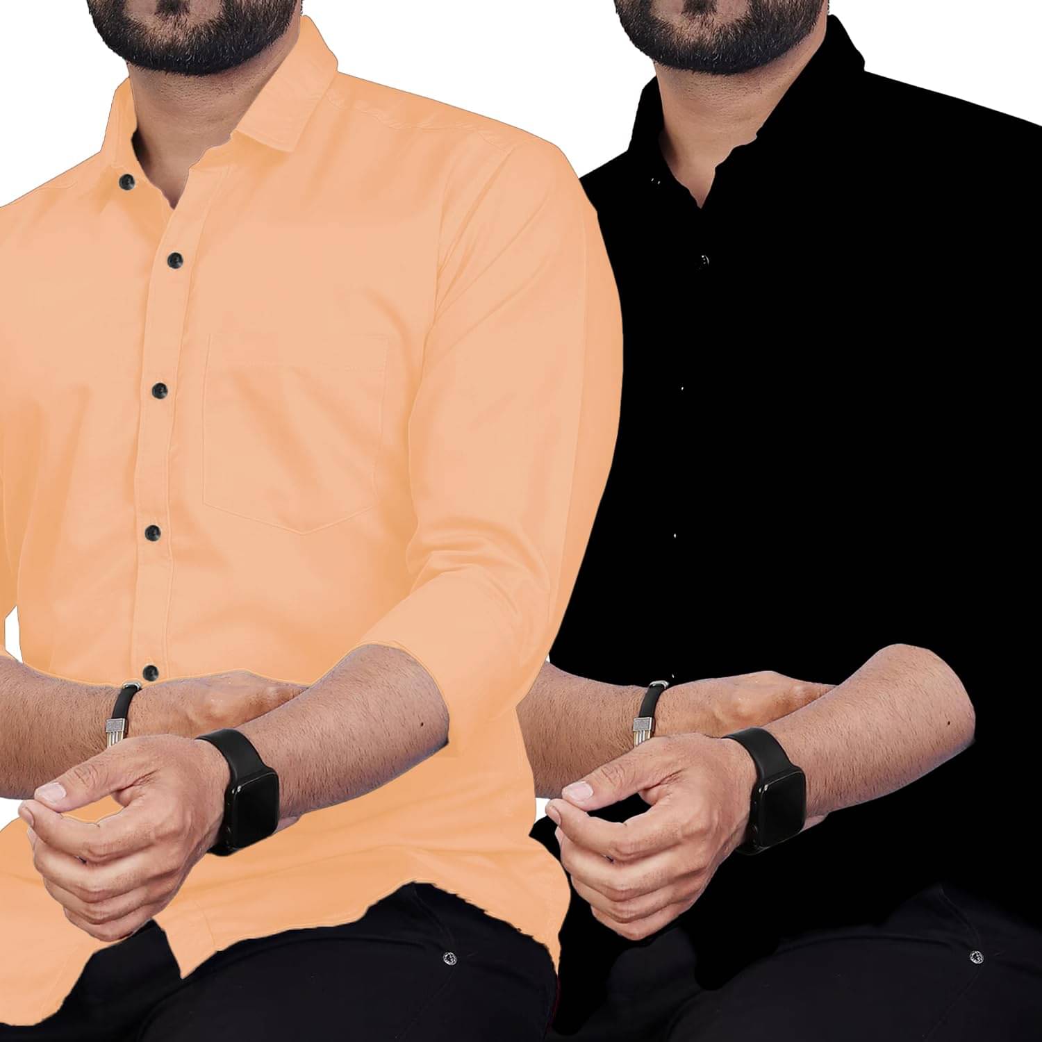     			KNOWTED Cotton Blend Slim Fit Full Sleeves Men's Formal Shirt - Orange ( Pack of 2 )