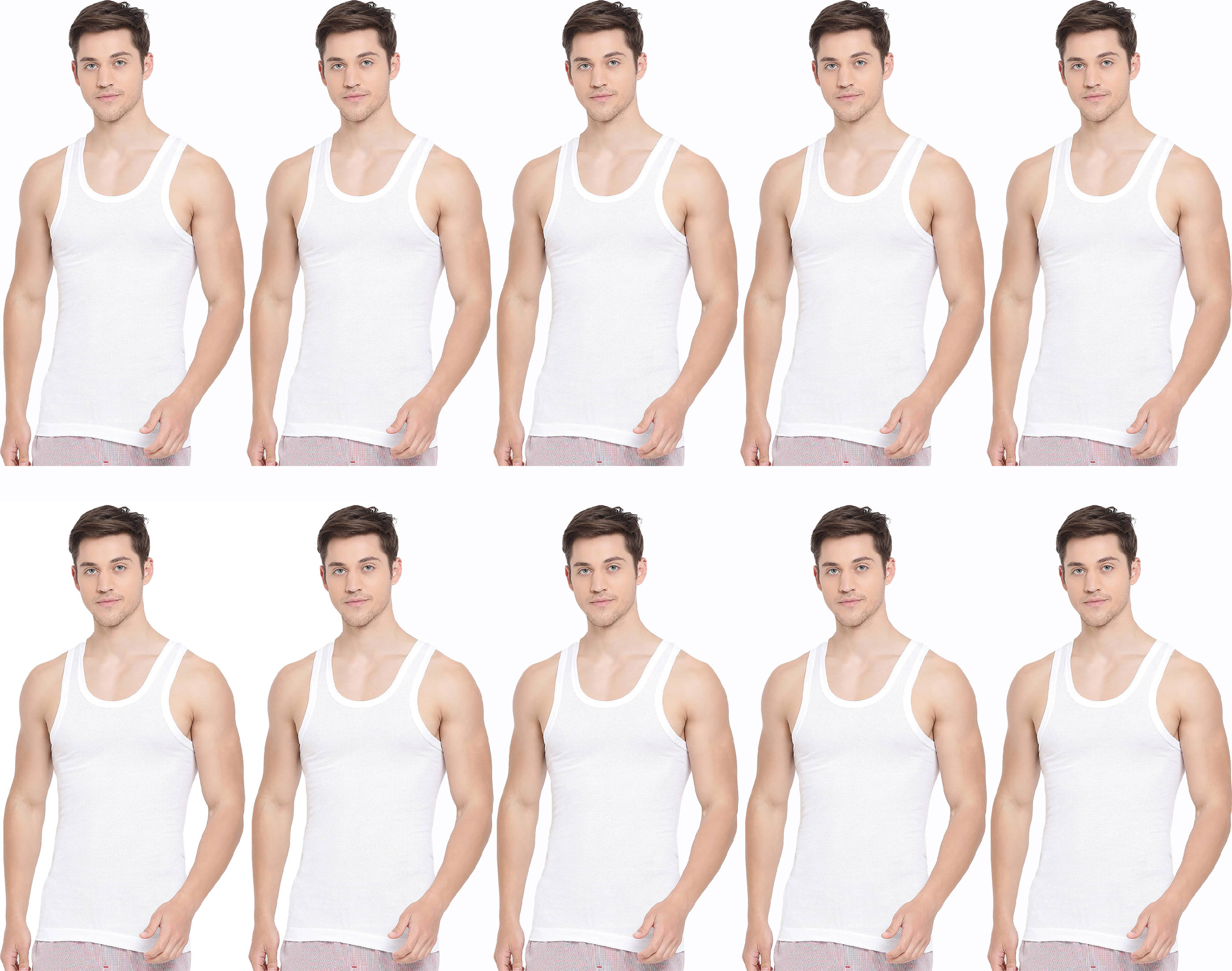 KOTHARI Pack of 10 Cotton Basic Vest For Men ( White ) KOTHARI Pack of 10 Cotton Basic Vest For Men ( White )
