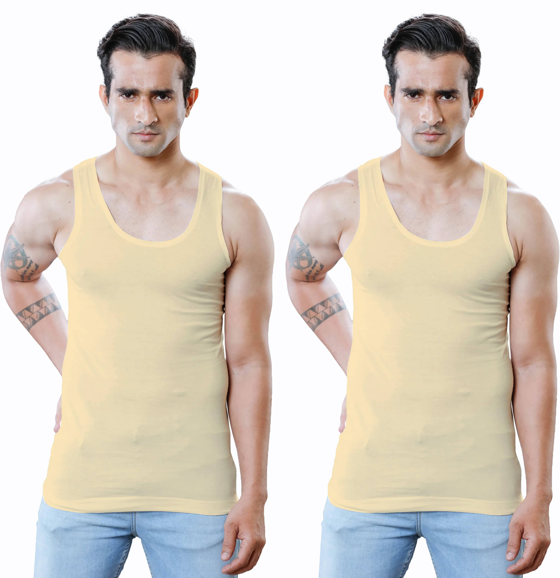 KOTHARI Pack of 2 Cotton Basic Vest For Men ( Beige )     			KOTHARI Pack of 2 Cotton Basic Vest For Men ( Beige )