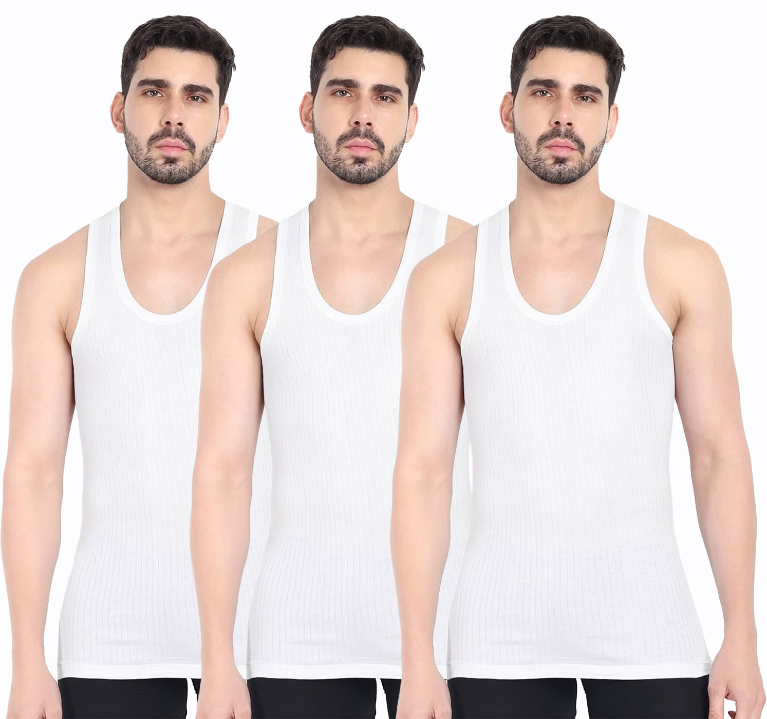 KOTHARI Pack of 3 Cotton Basic Vest For Men ( White ) KOTHARI Pack of 3 Cotton Basic Vest For Men ( White )