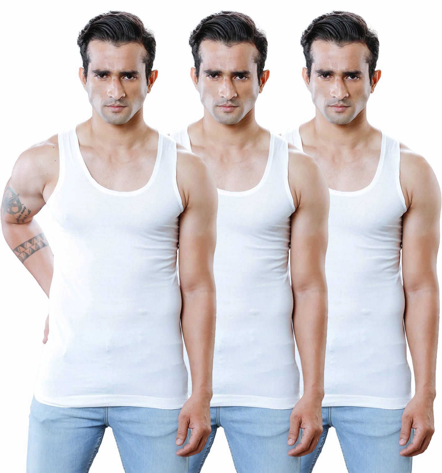     			KOTHARI Pack of 3 Cotton Basic Vest For Men ( White )