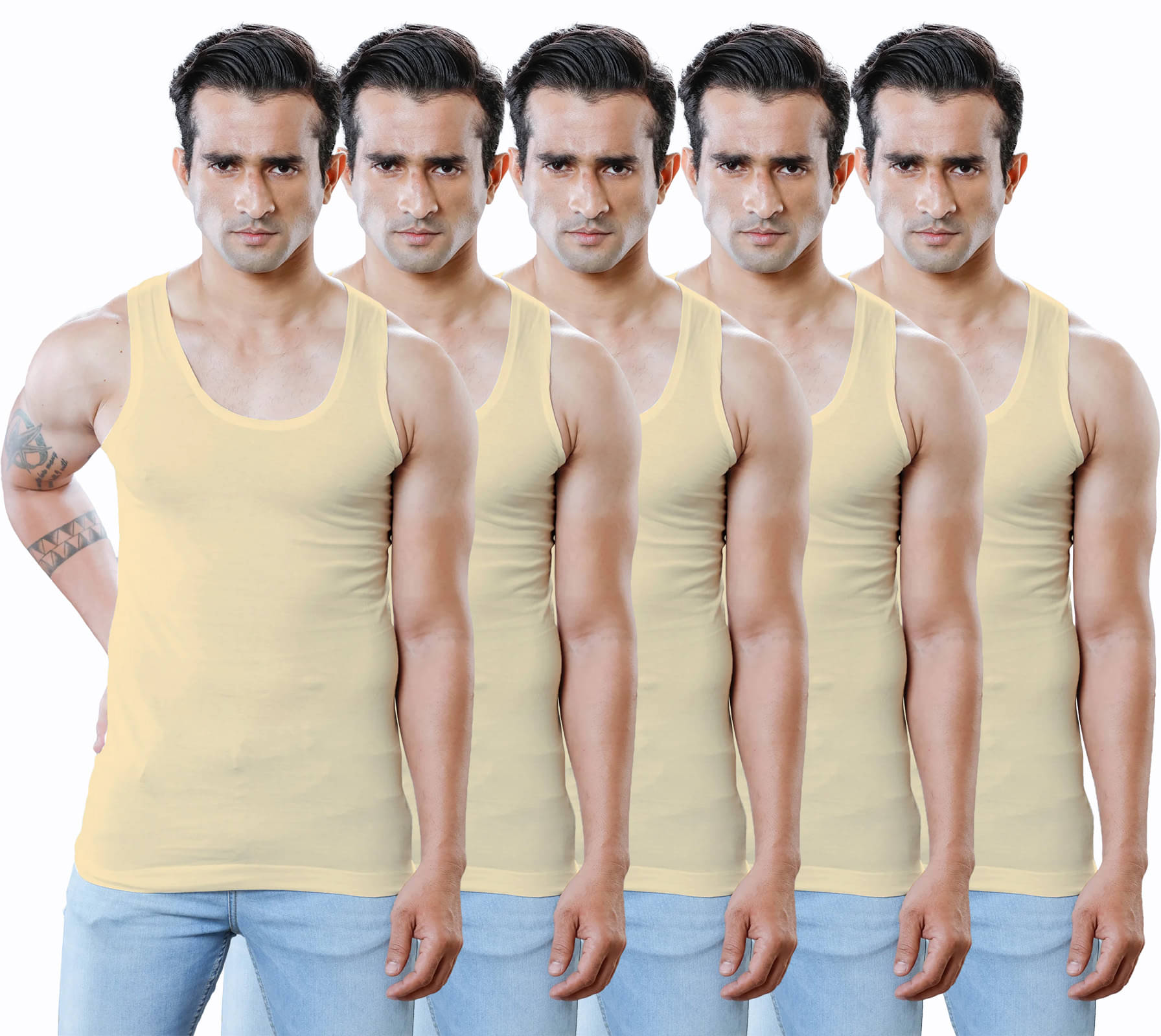     			KOTHARI Pack of 5 Cotton Basic Vest For Men ( Beige )